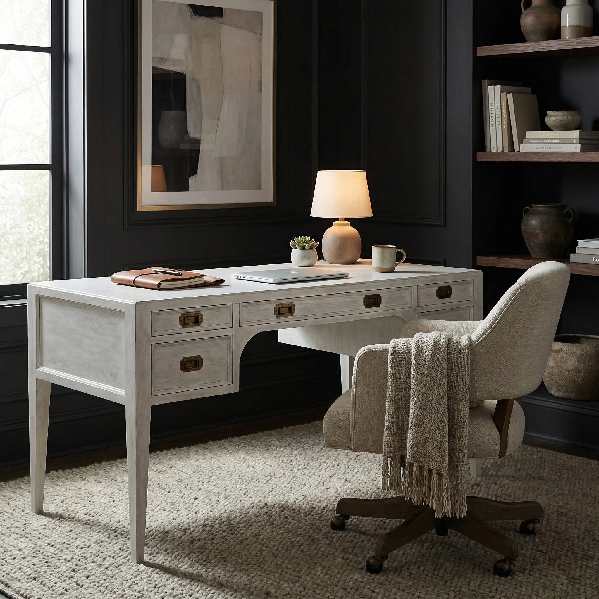 Africa Desk In White Wash By Noir Gdes174Wh 2