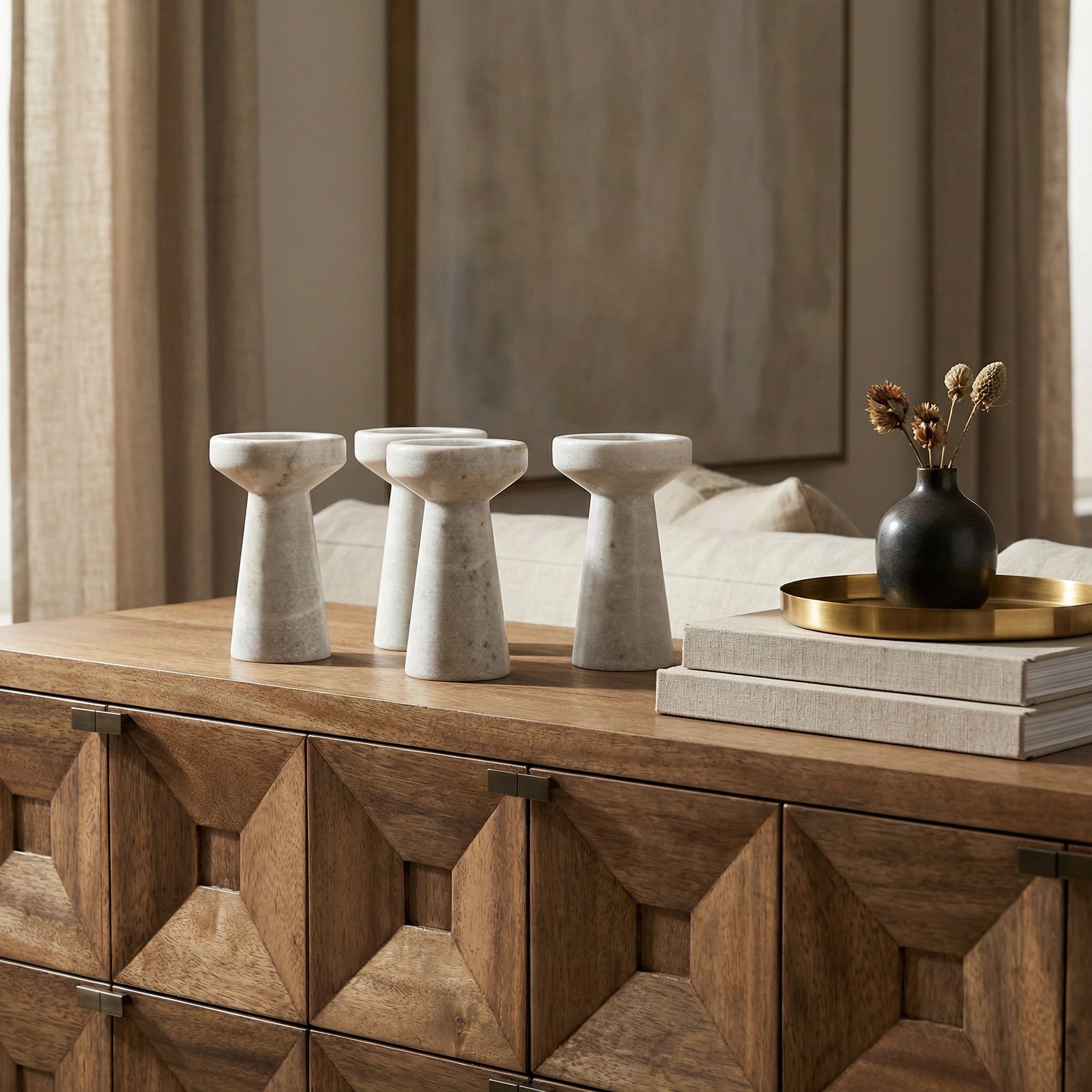 Aleka Decorative Candle Holder Set Of 4 In Waxed By Noir Yt0717 8Awh 2