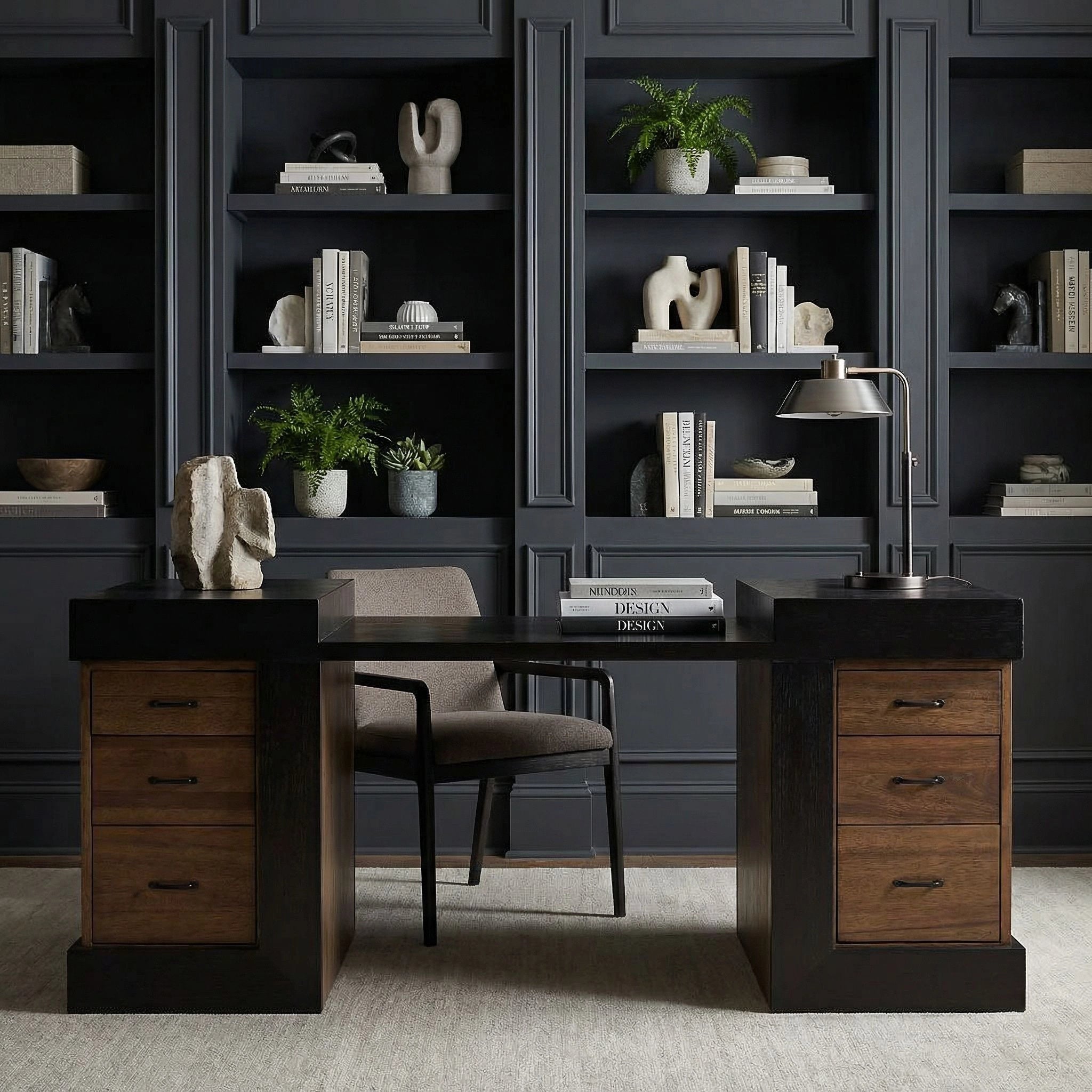 Bentley Desk In Dark Walnut And Ebony Walnut By Noir Gdes194Ebdw 2