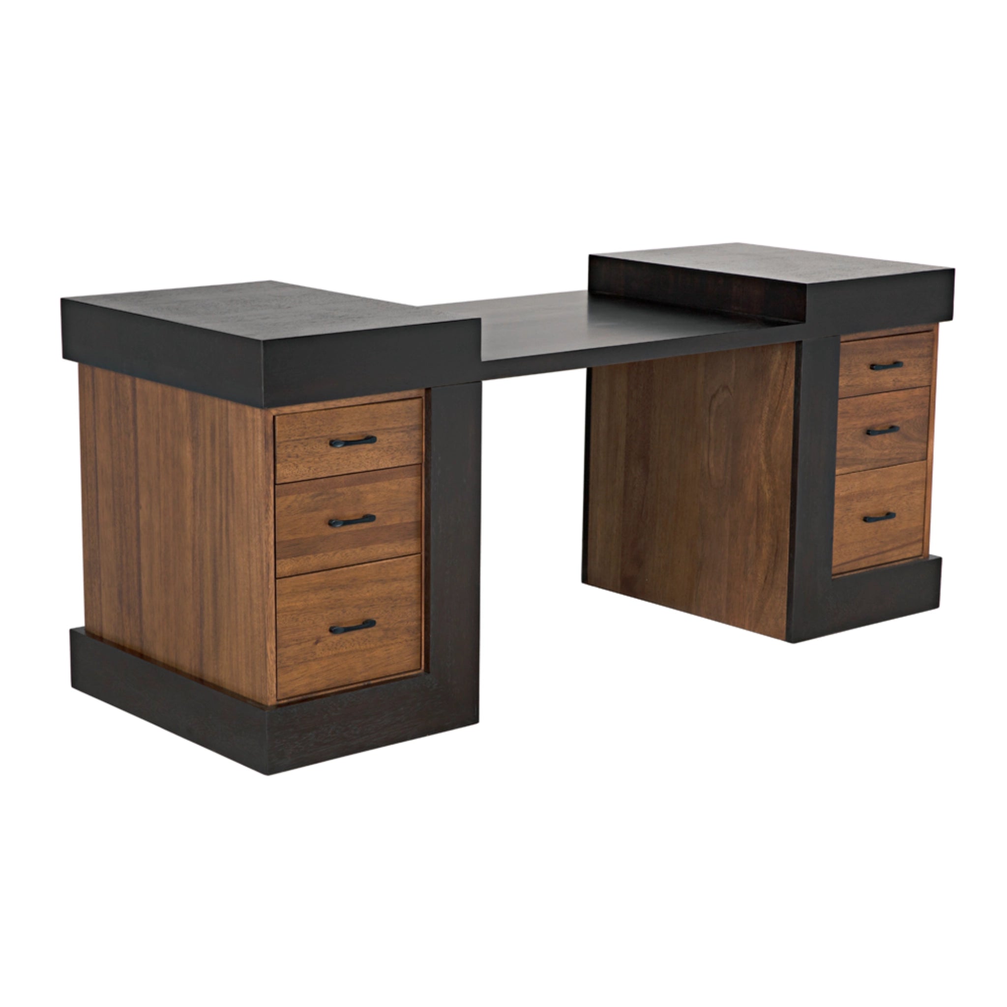 Bentley Desk In Dark Walnut And Ebony Walnut By Noir Gdes194Ebdw 1