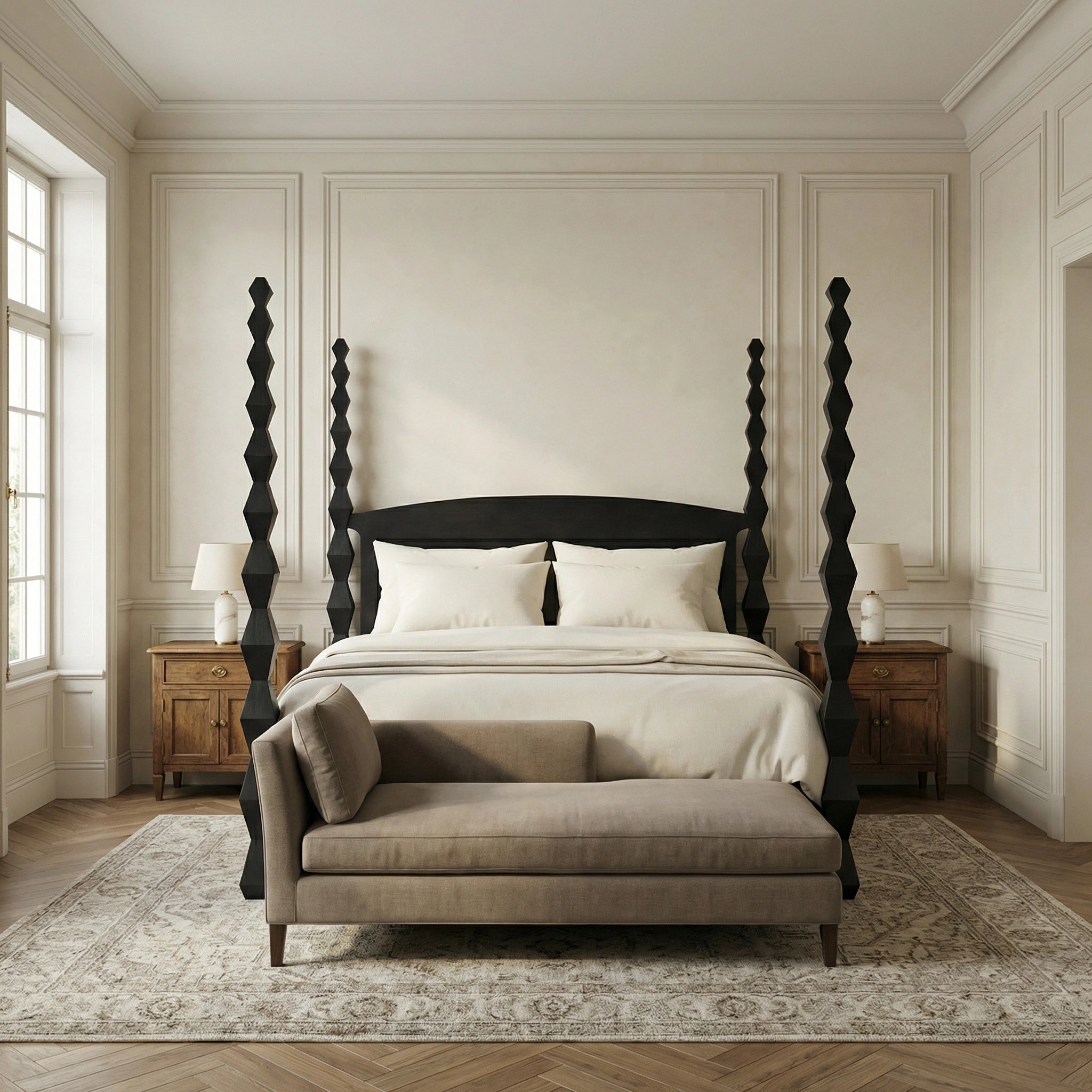 Brancusi Bed Eastern King In Hand Rubbed Black By Noir Gbed135Ekhb 10