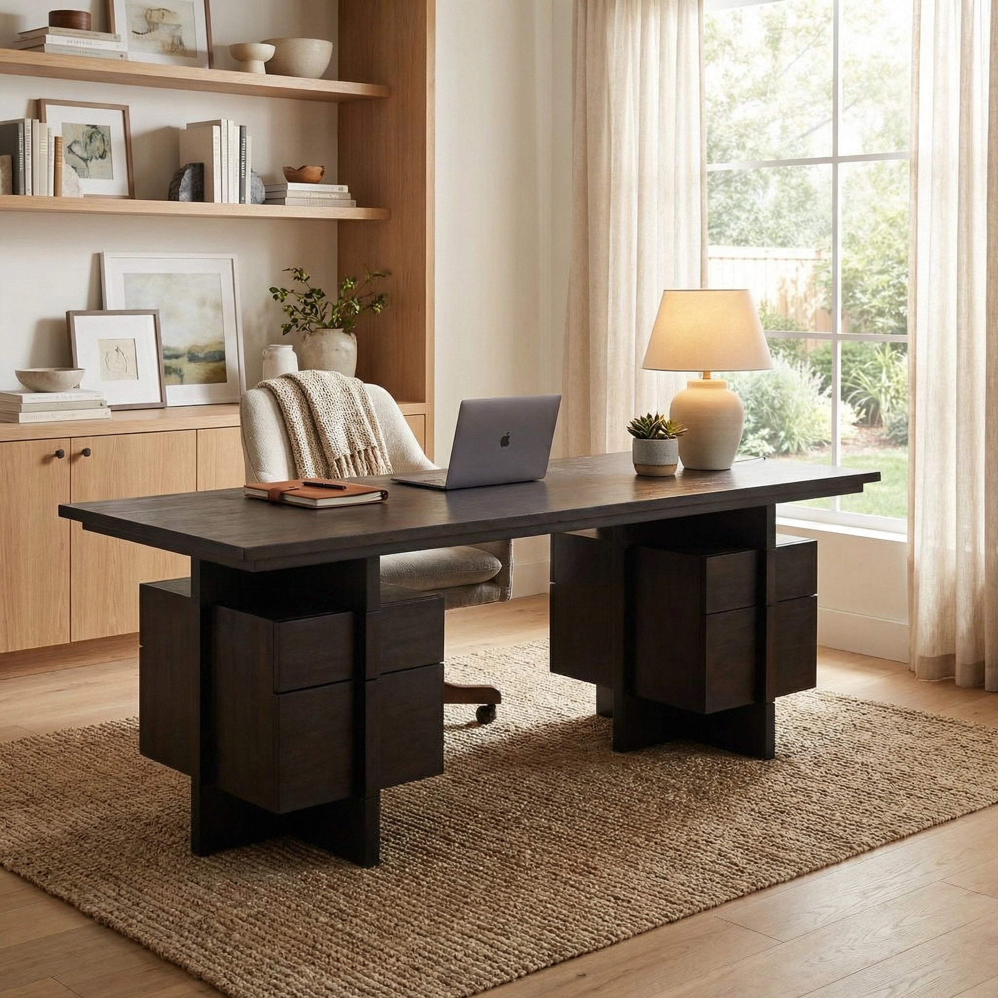 Bridge Desk In Ebony Walnut By Noir Gdes180Eb 2