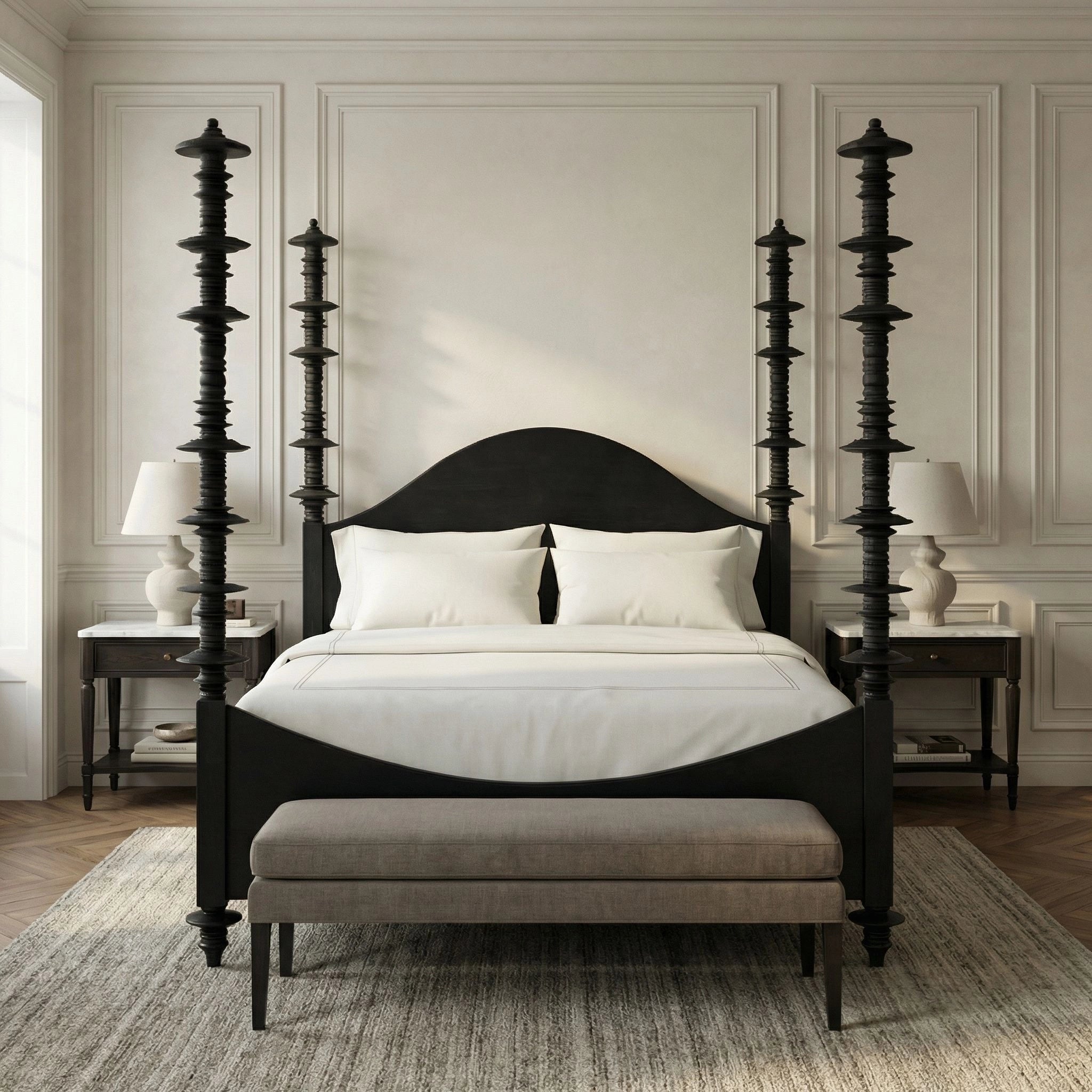 Ferret Bed Eastern King In Hand Rubbed Black By Noir Gbed109Ekhb 2