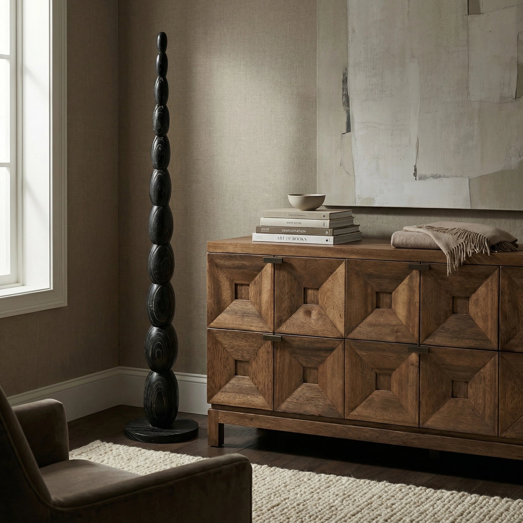 Freia Sculpture In Cinder Black By Noir Ac150Cb 2