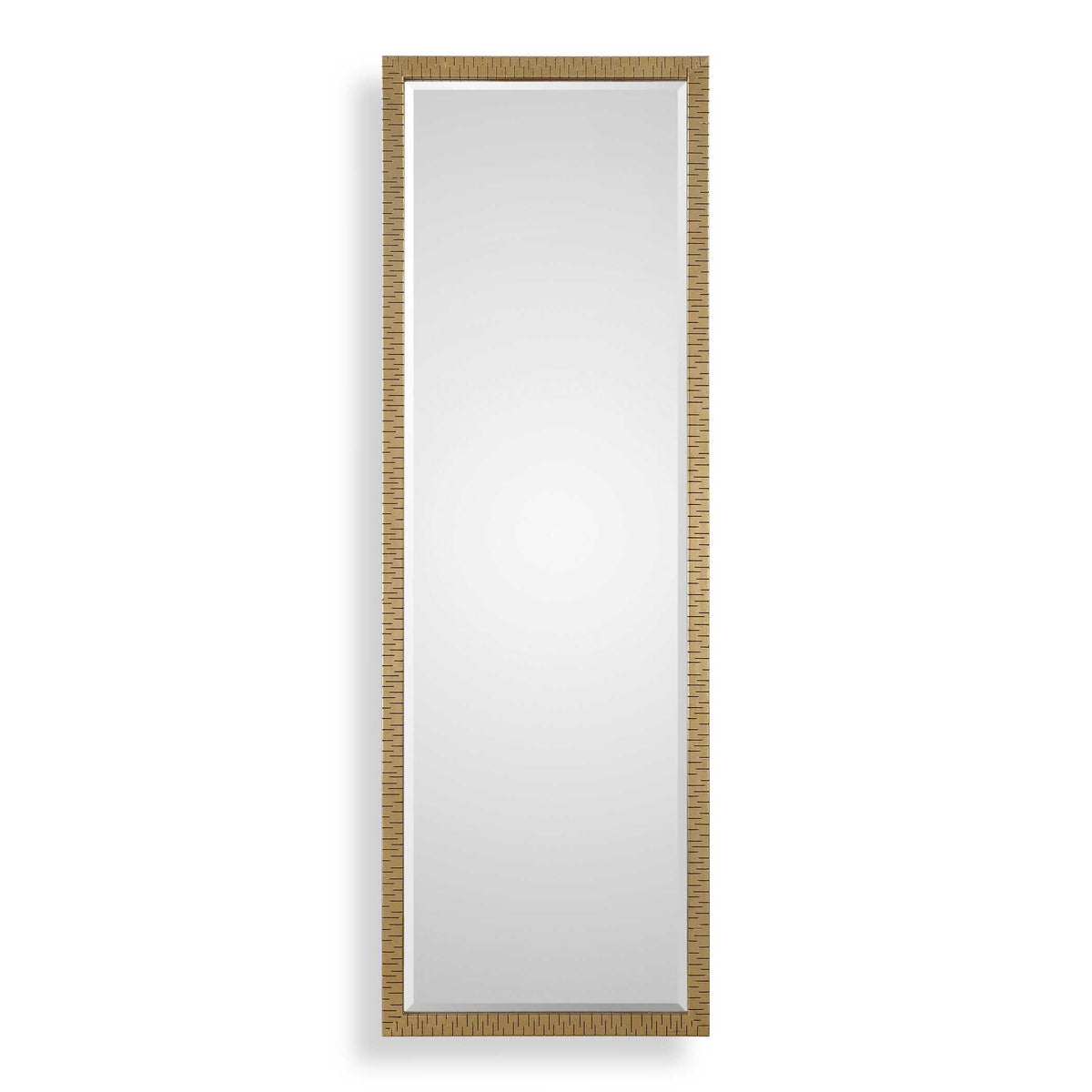 24 x 72 inch antiqued metallic gold leaf iron beveled wall mirror