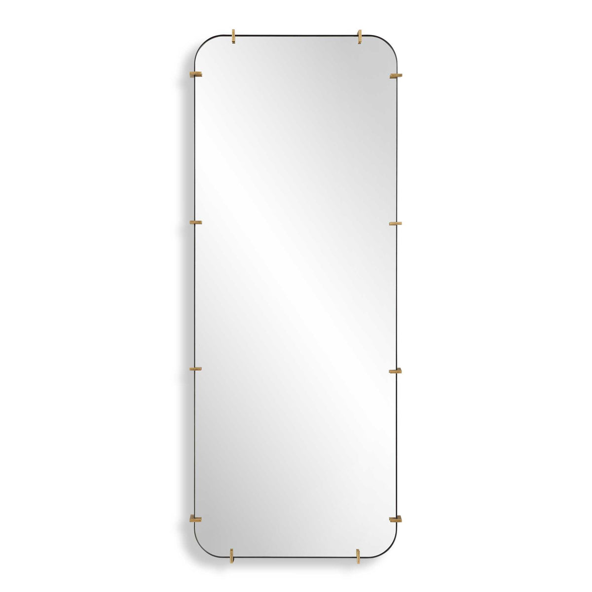 29 x 74 inch industrial black iron dressing mirror with gold details