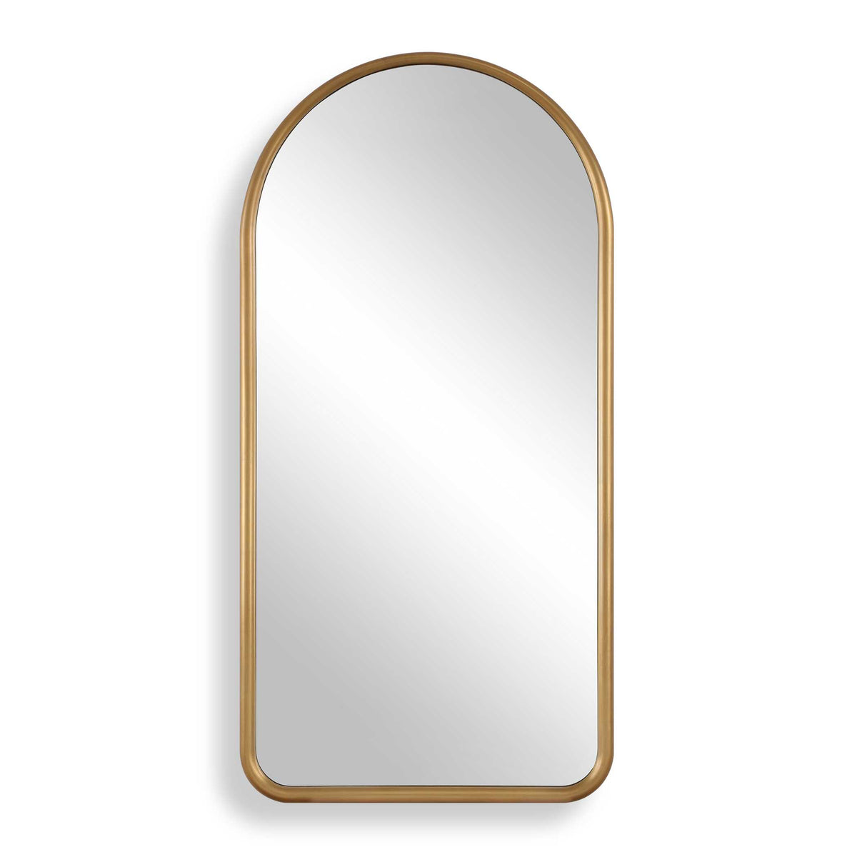 36 x 72 inch arched antique gold wall mirror with tapered frame