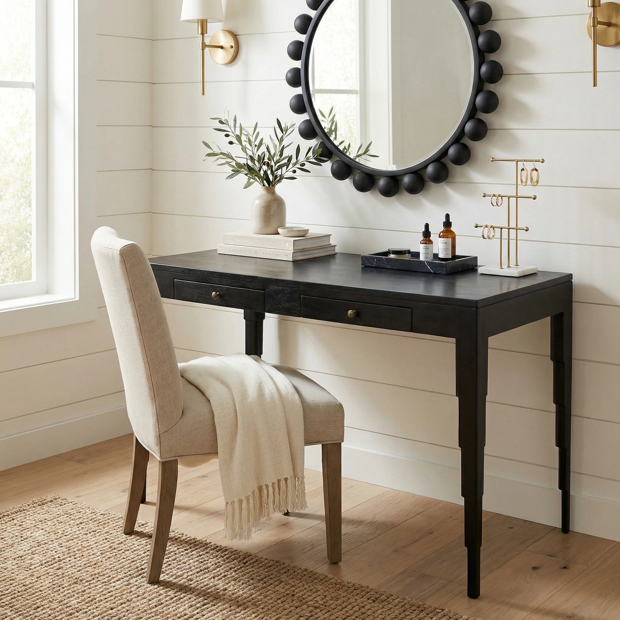 Othello Desk In Hand Rubbed Black By Noir Gdes212Hb 2