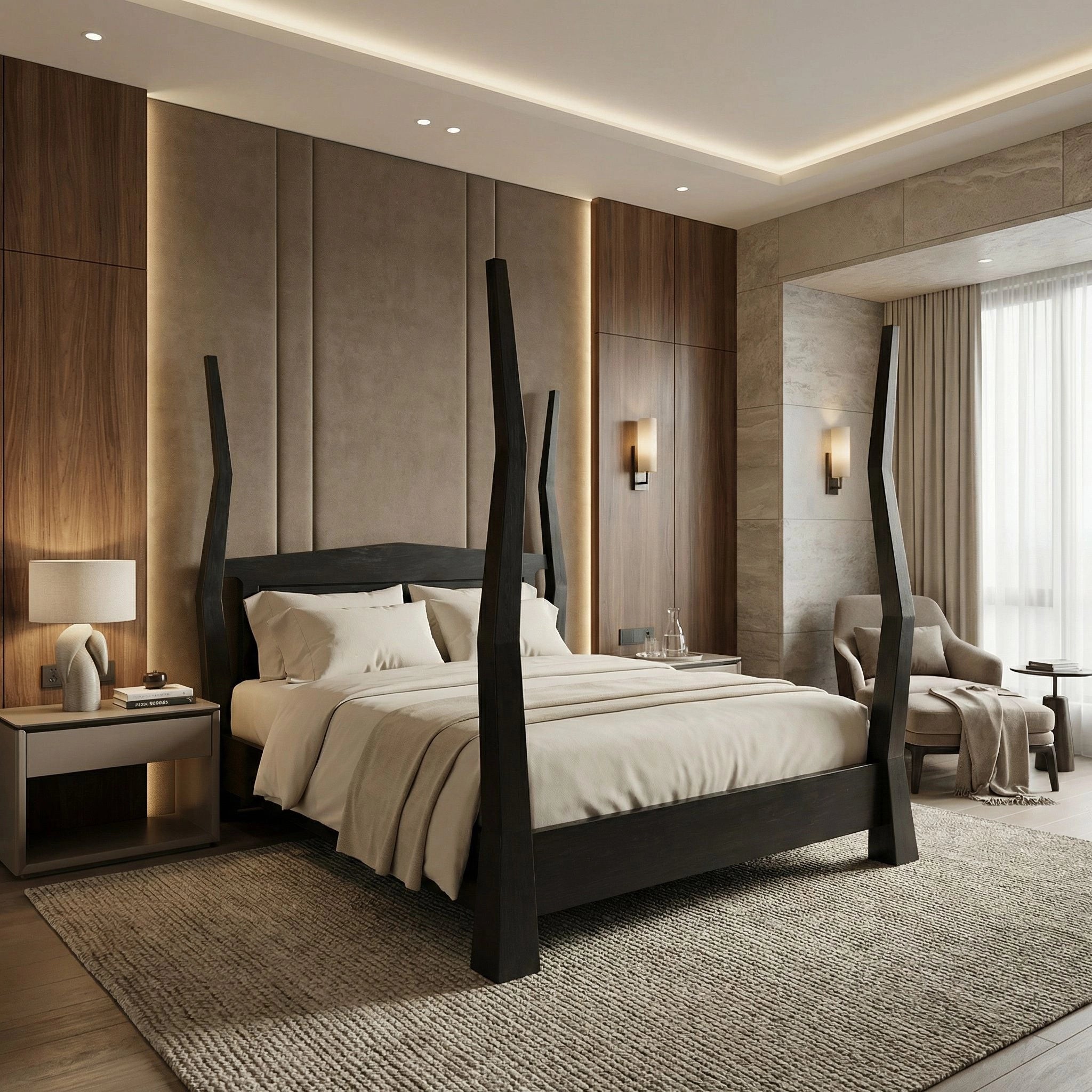 Patras Bed Queen In Hand Rubbed Black By Noir Gbed138Qhb 2