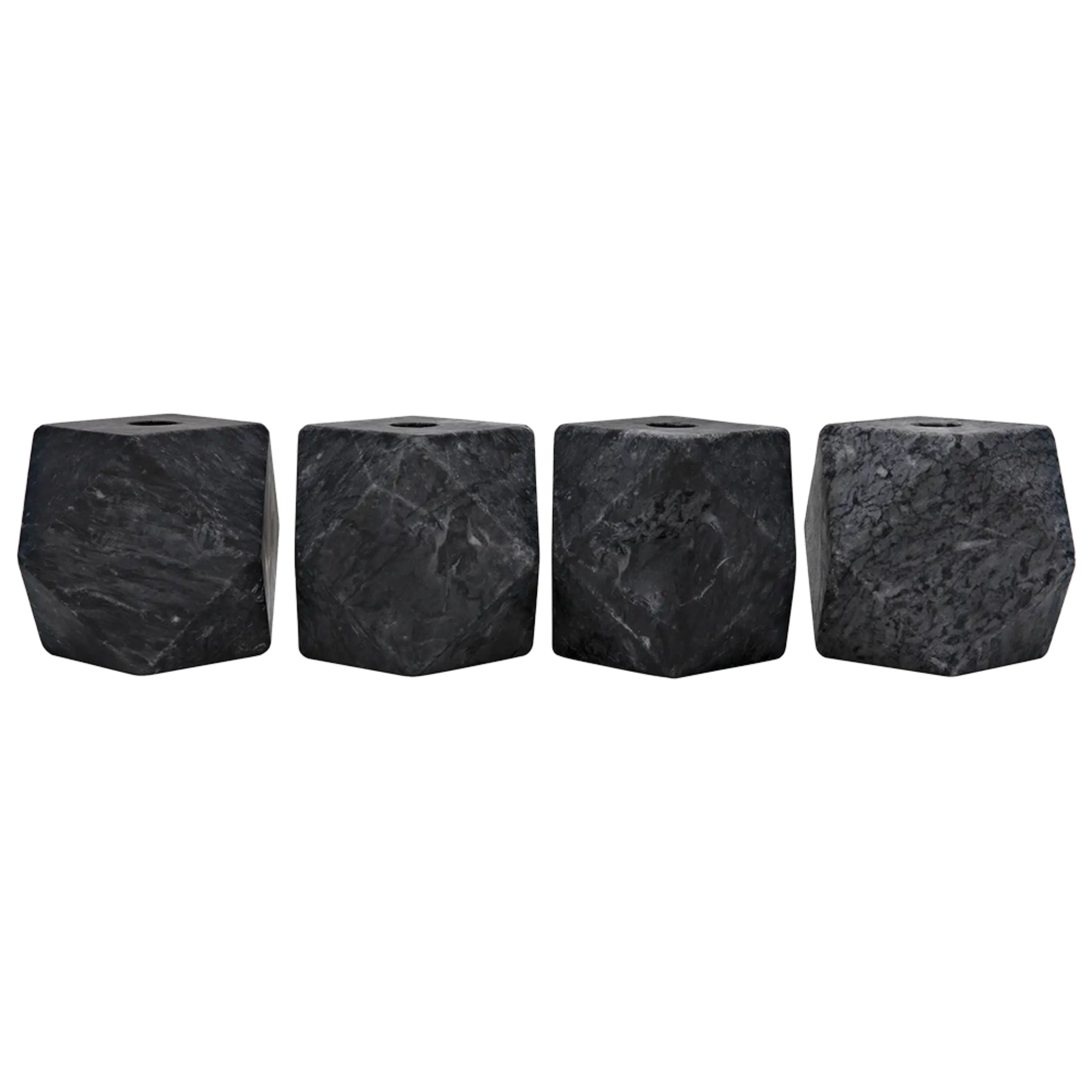 Polyhedron Decorative Candle Holder Set Of 4 In Waxed By Noir Yt0717 7Bl 1