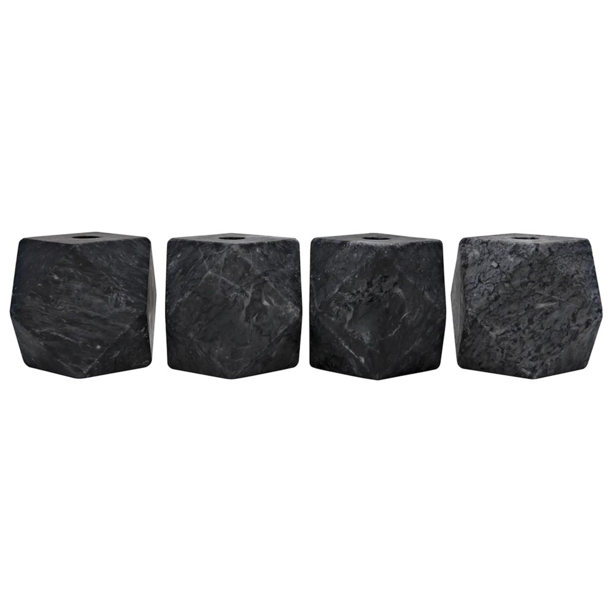 Polyhedron Decorative Candle Holder Set Of 4 In Waxed By Noir Yt0717 7Bl 3