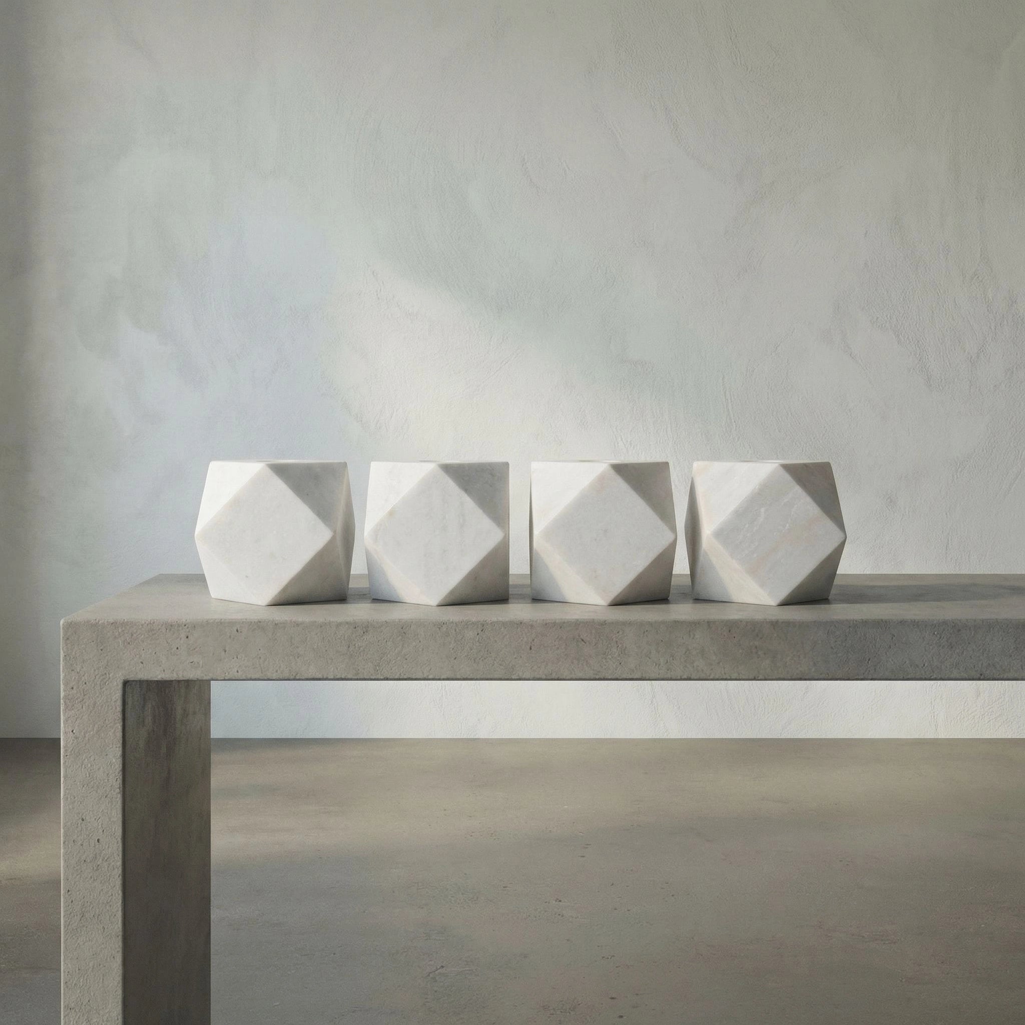 Polyhedron Decorative Candle Holder Set Of 4 In Waxed By Noir Yt0717 7Wh 4