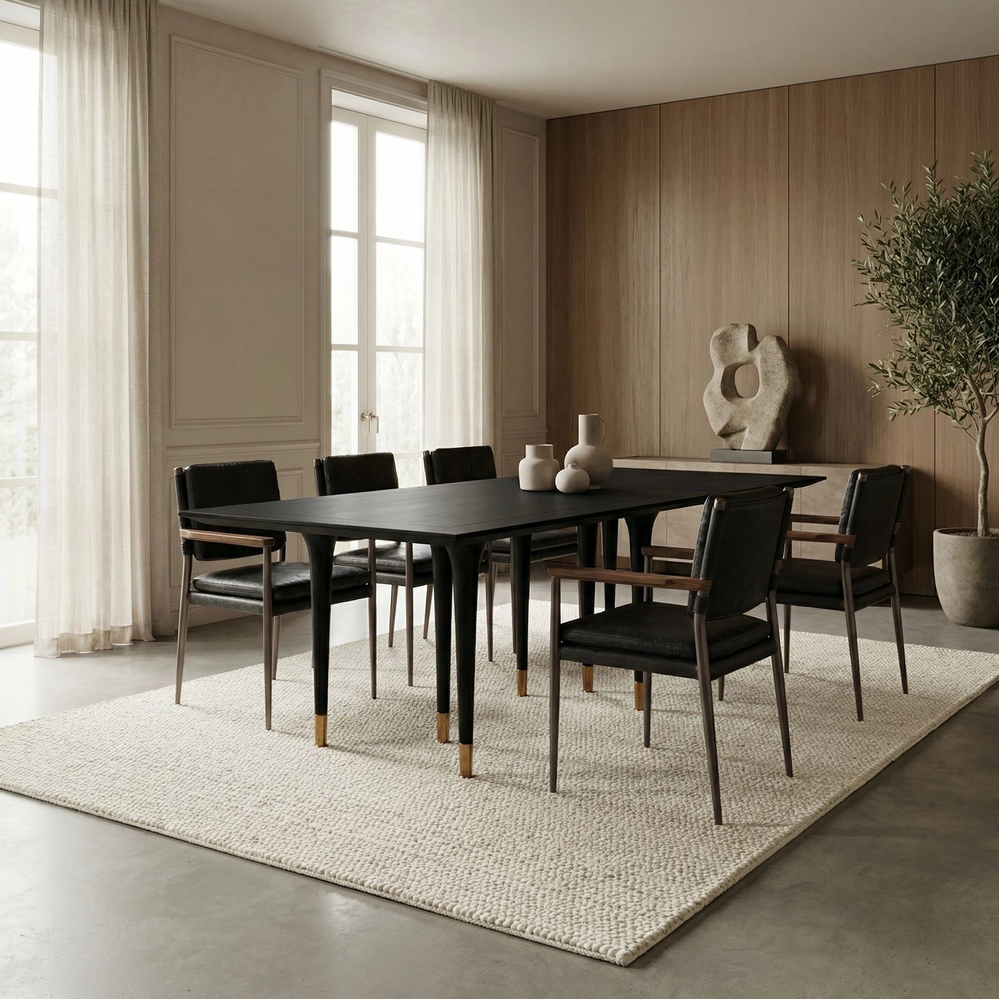 Romeo Dining Table In Hand Rubbed Black By Noir Gtab582Hb 2