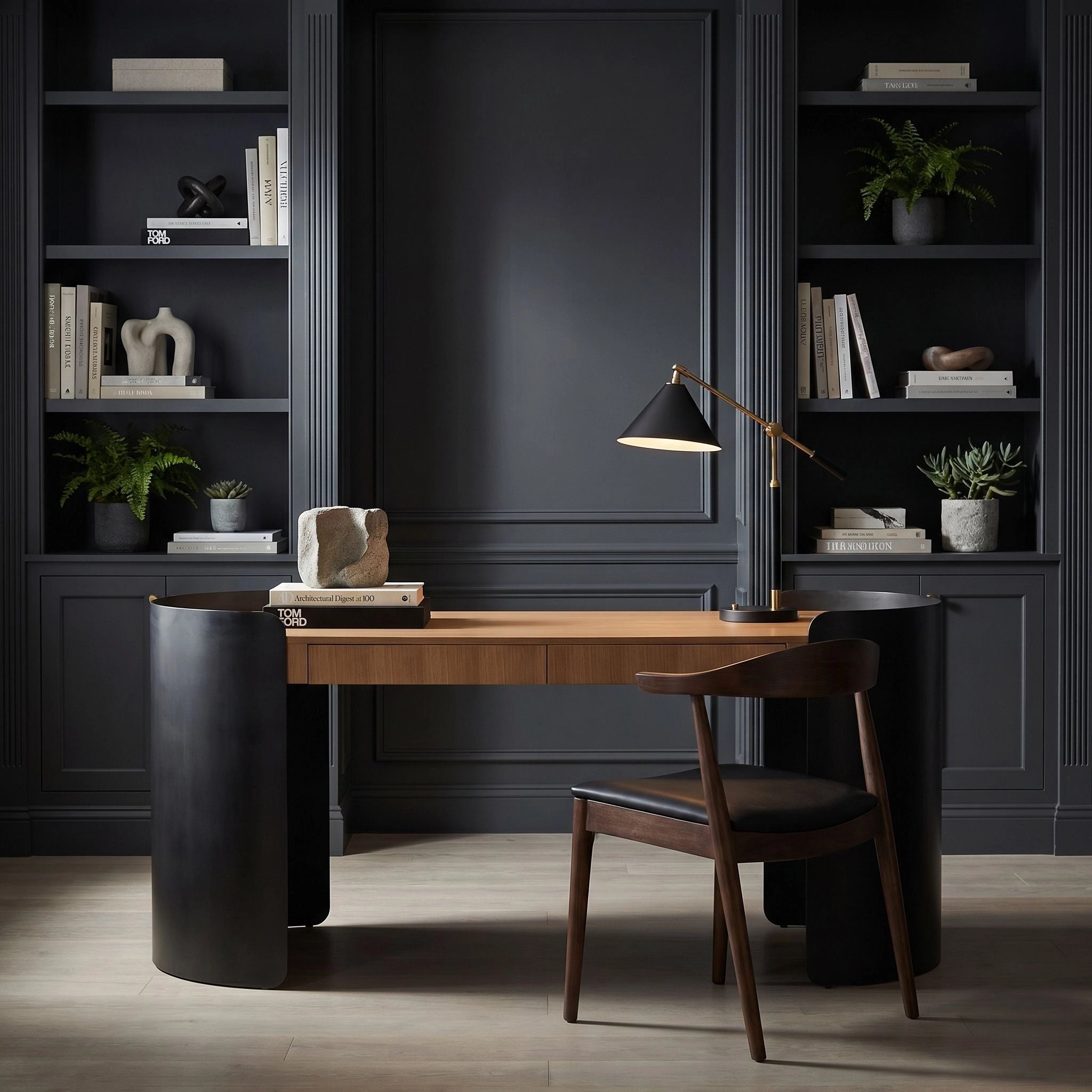 Tessio Desk In Matte Black And Natural Oak By Noir Gdes213 2