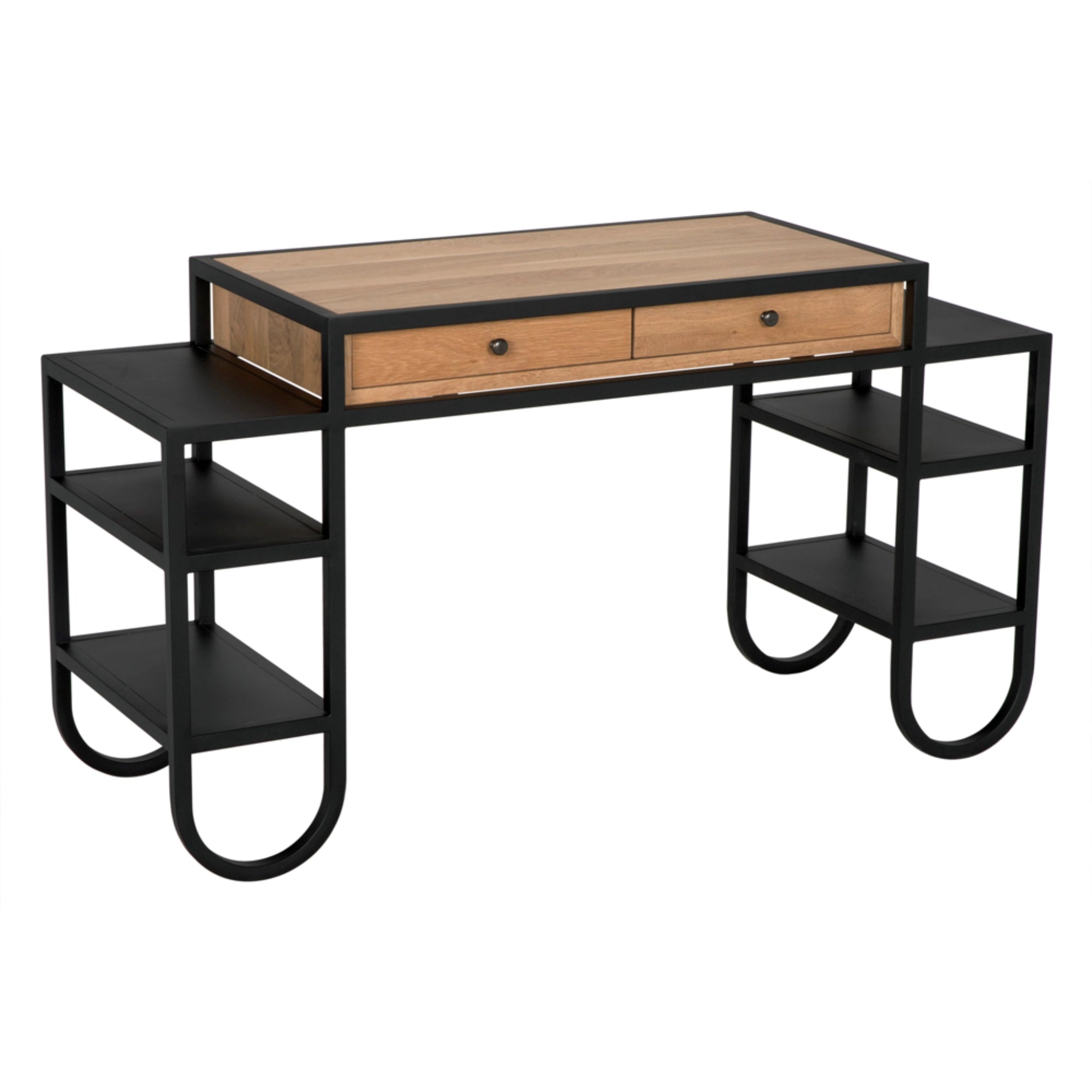 Thomson Desk In Matte Black And Natural Oak By Noir Gdes202Mtb 1