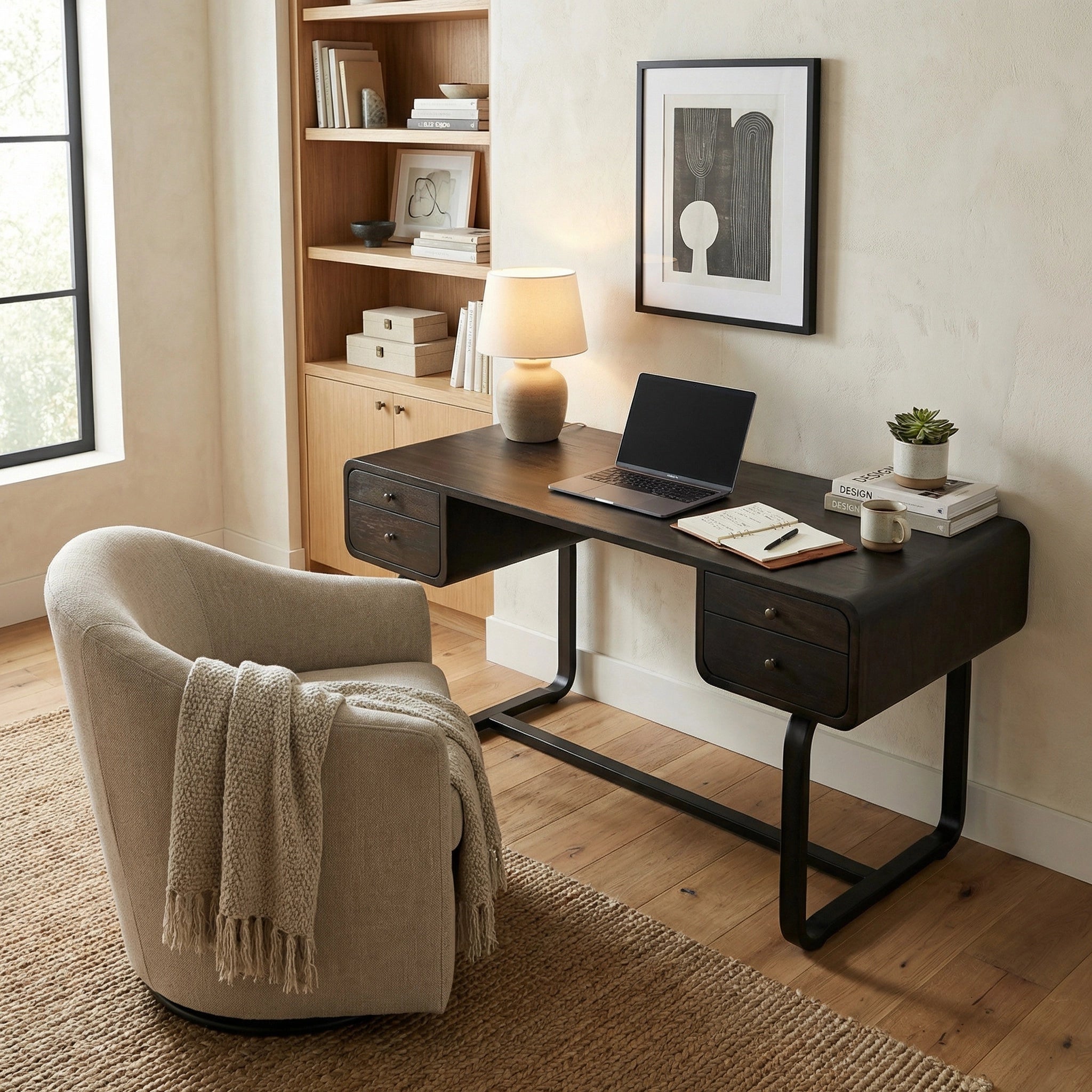 Voltes Desk Ebony Walnut With Black Iron By Noir Gdes185Eb 2