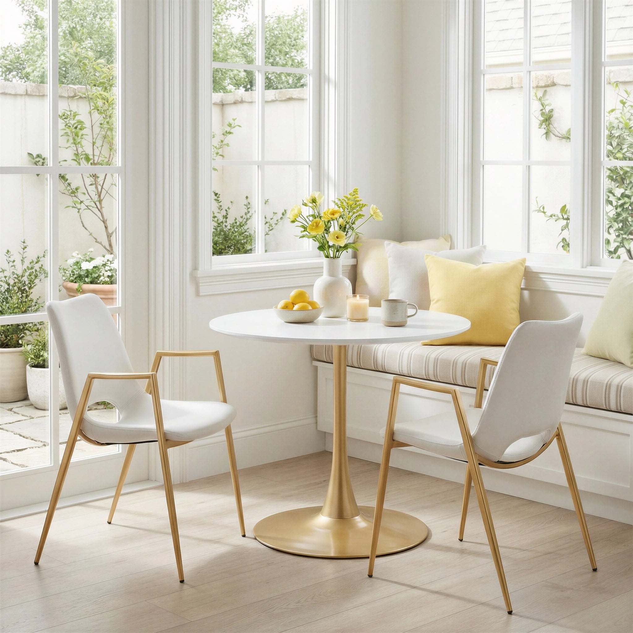 Desi Dining Chair (Set of 2) White & Gold image 6