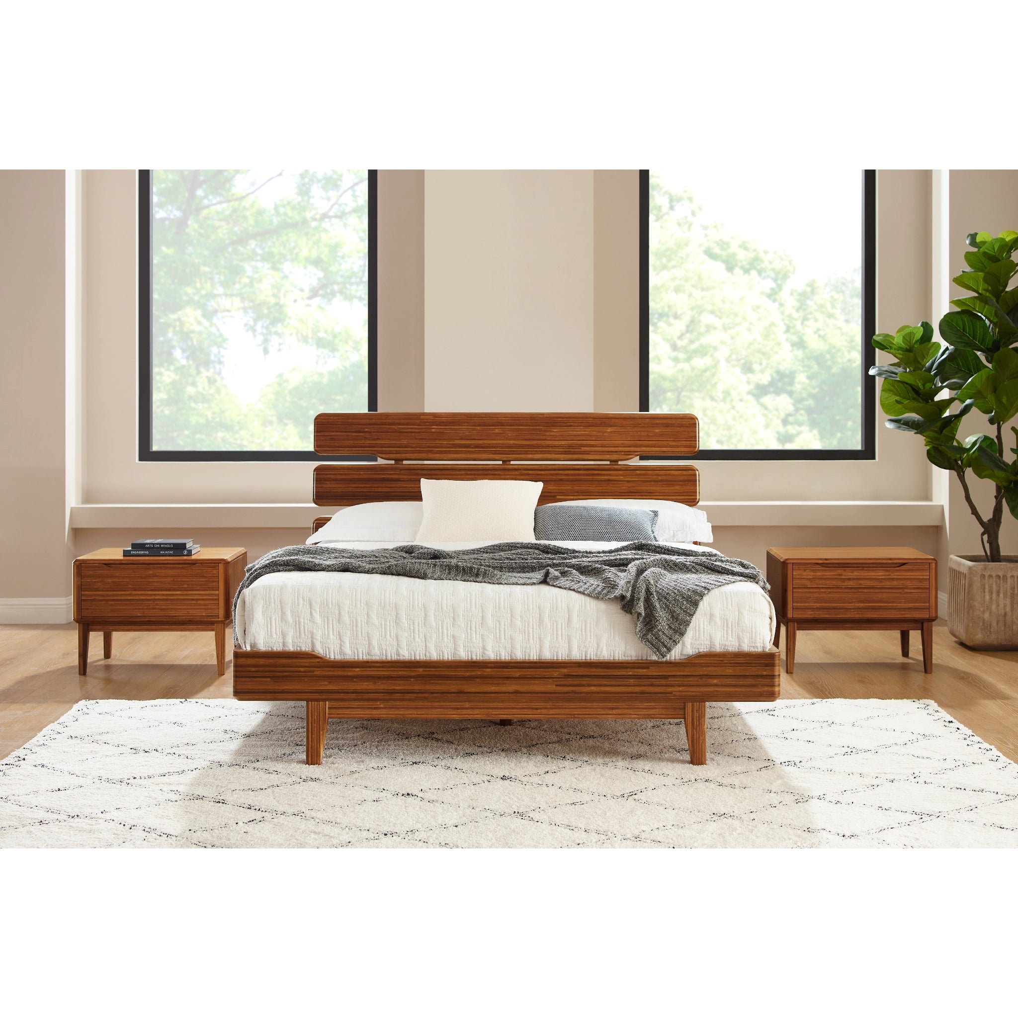 Eastern King Solid Bamboo Currant Platform Bed, Amber by Greenington image 1
