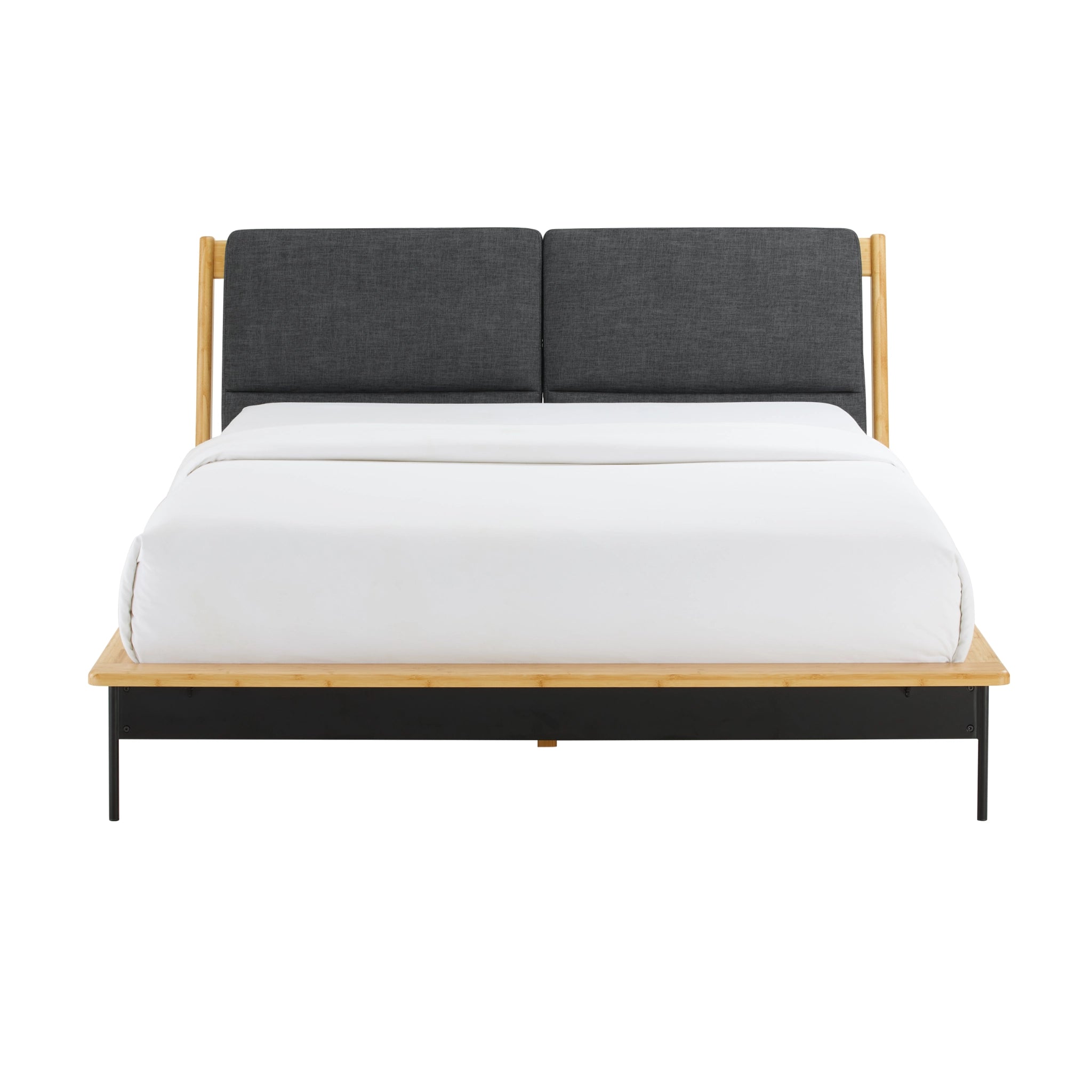 King Solid Bamboo Santa Cruz Upholstered Platform Bed, Wheat by Greenington image