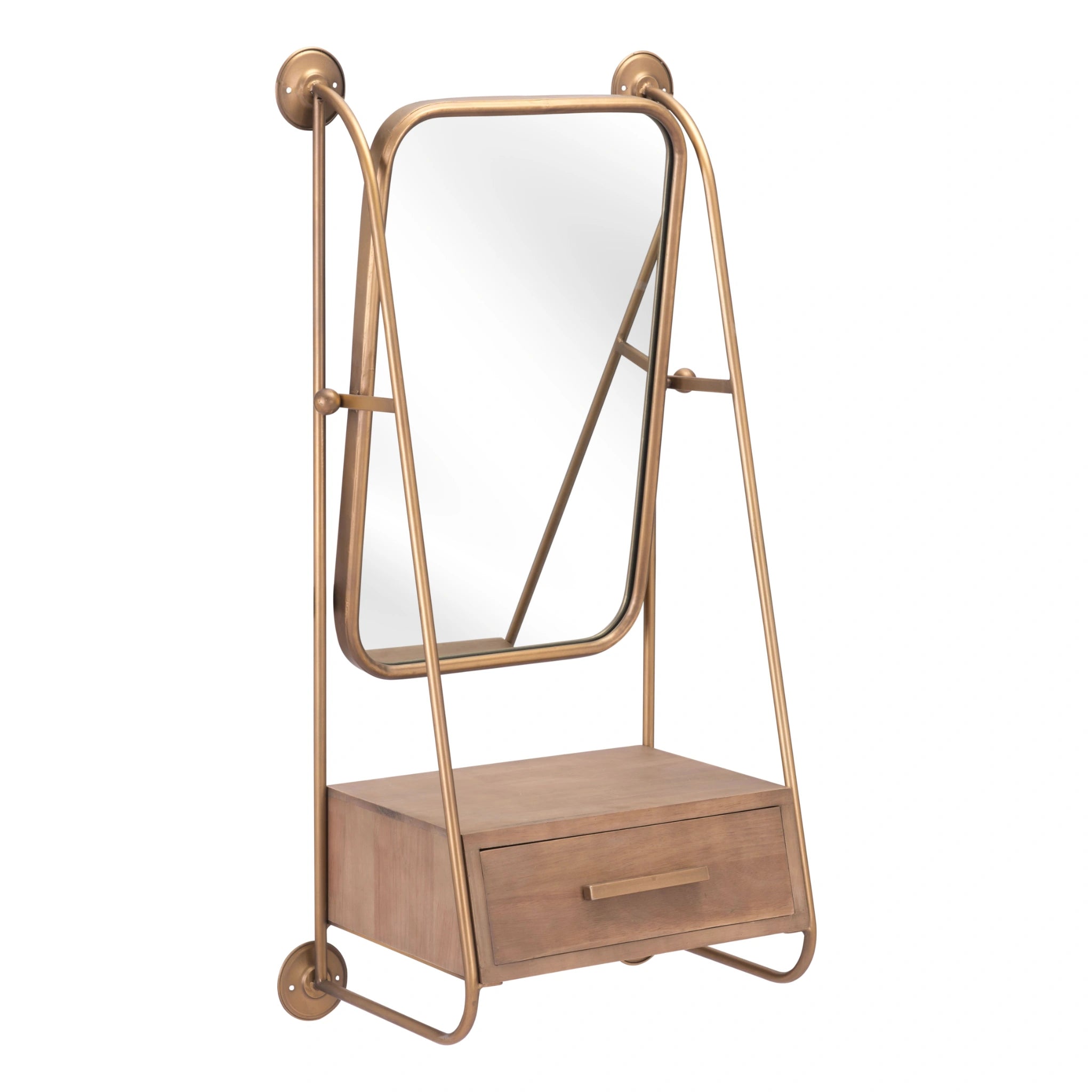 Peralta Mirror Shelf Brass & Brown image 3