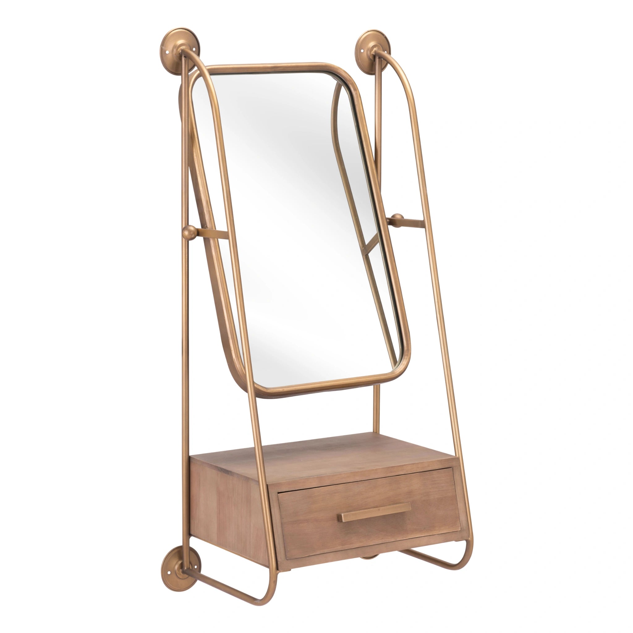 Peralta Mirror Shelf Brass & Brown image 4