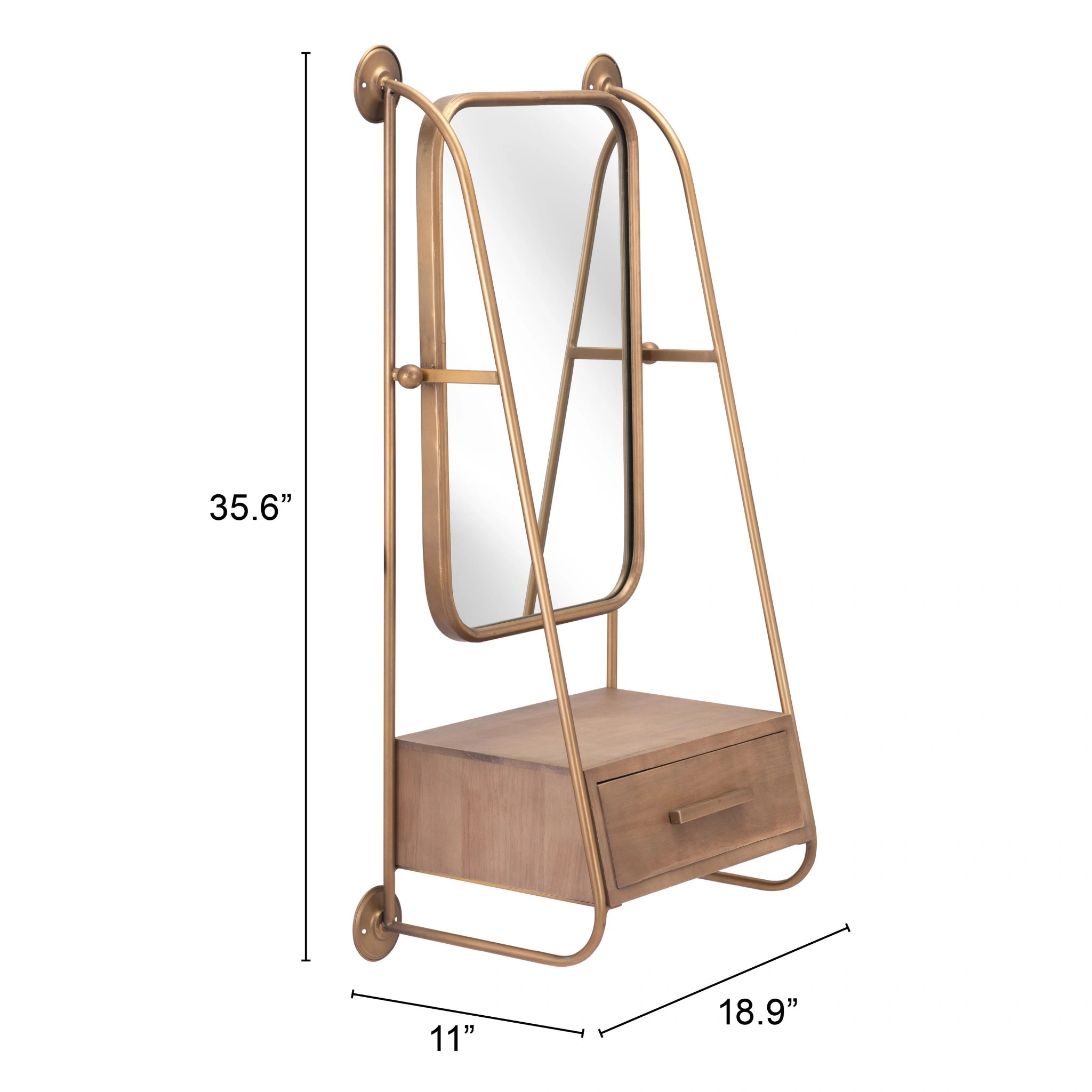 Peralta Mirror Shelf Brass & Brown image 8