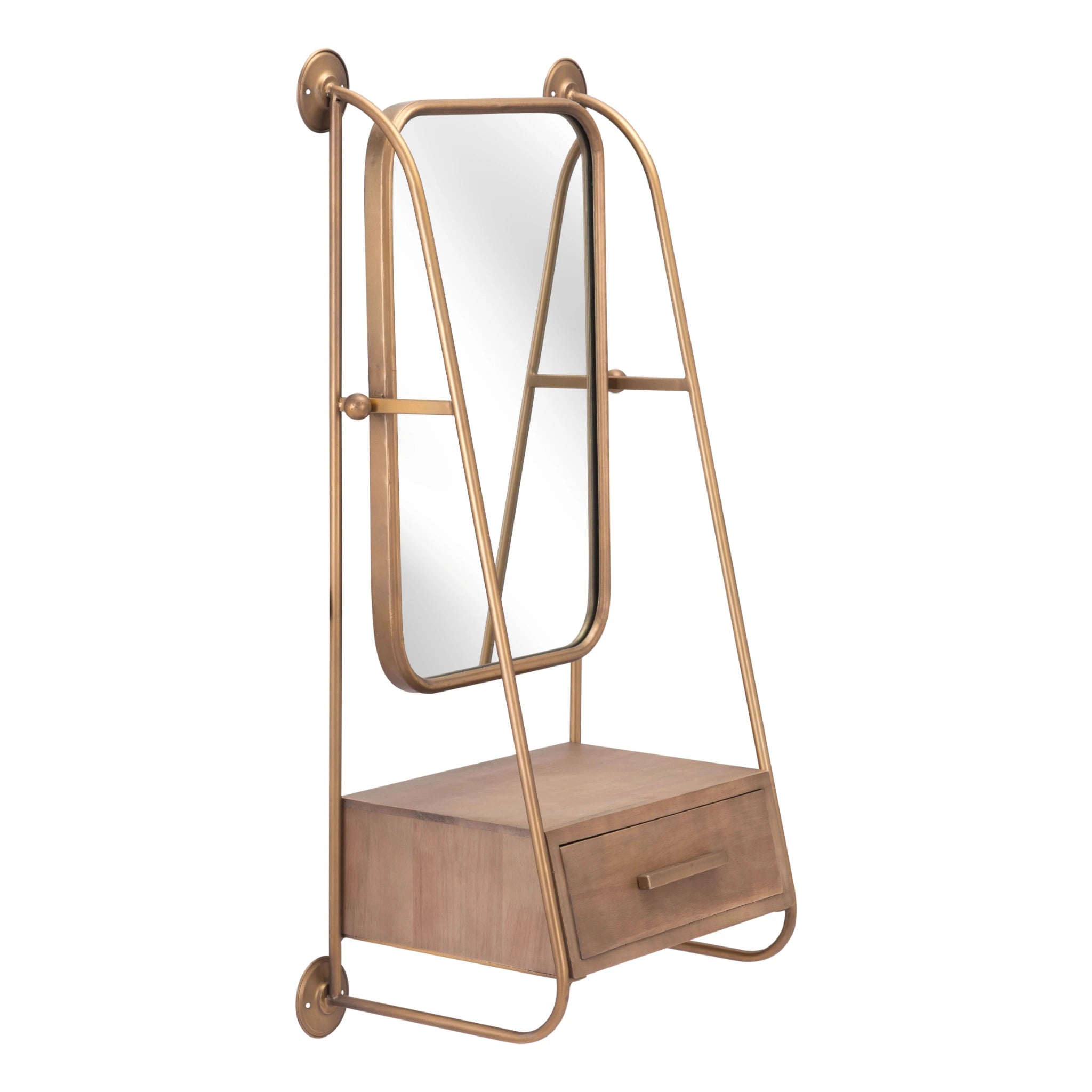Peralta Mirror Shelf Brass & Brown image
