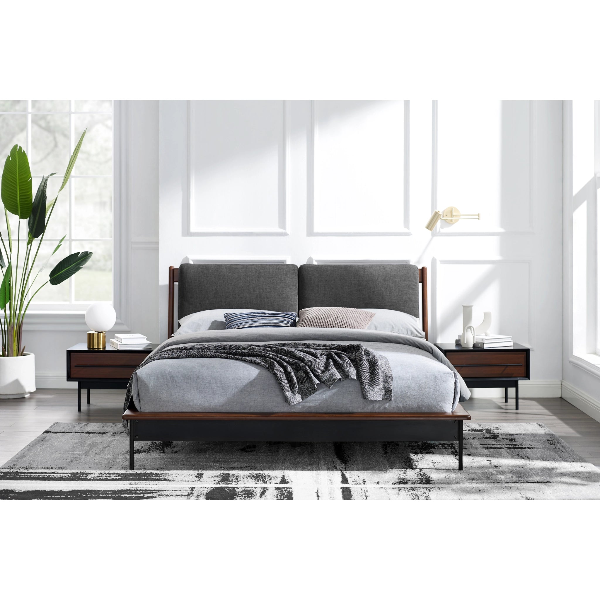 Queen Solid Bamboo Park Avenue Upholstered Platform Bed, Ruby by Greenington image 1