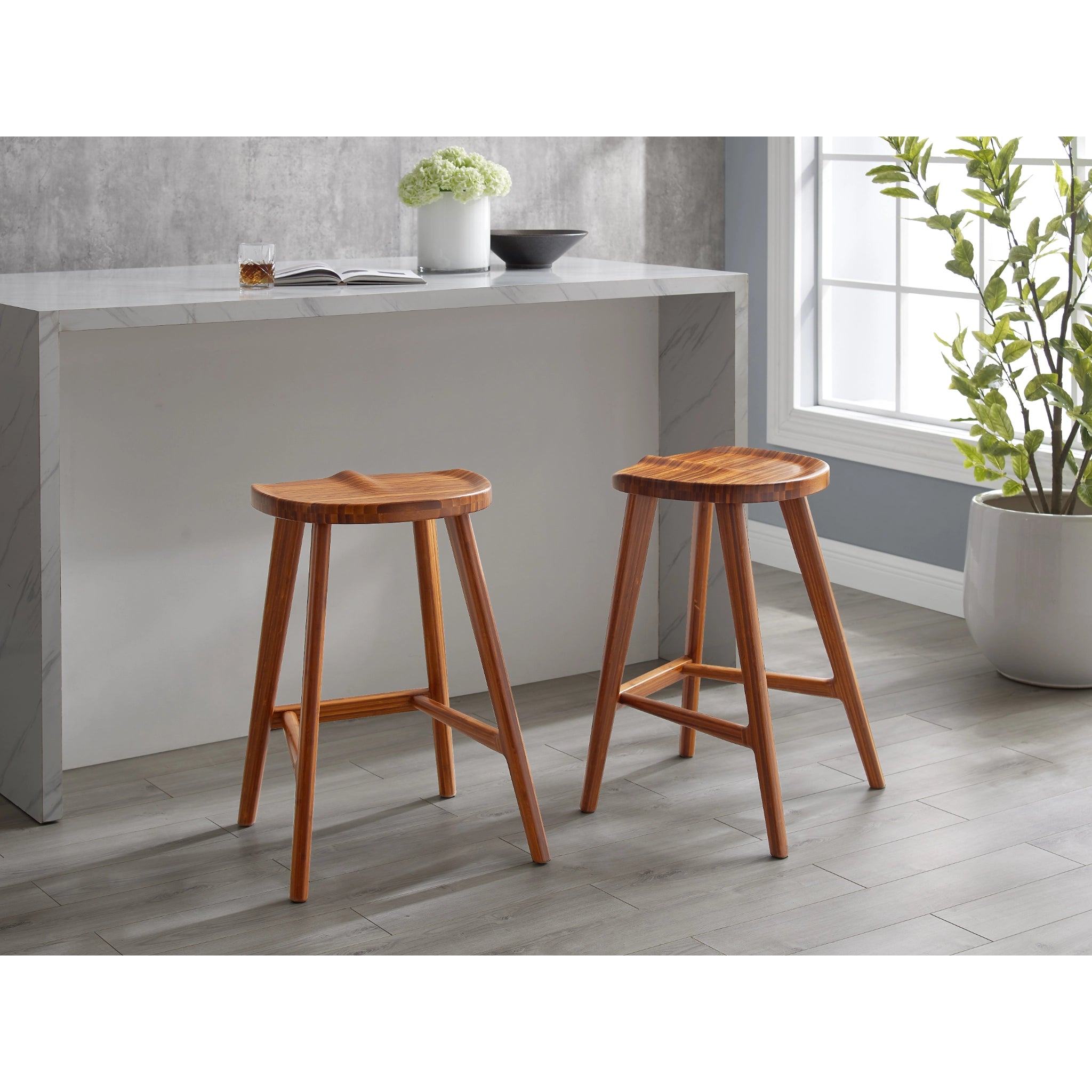 Solid Bamboo Max Counter Height Stool, Amber (Set of 2) by Greenington image 1