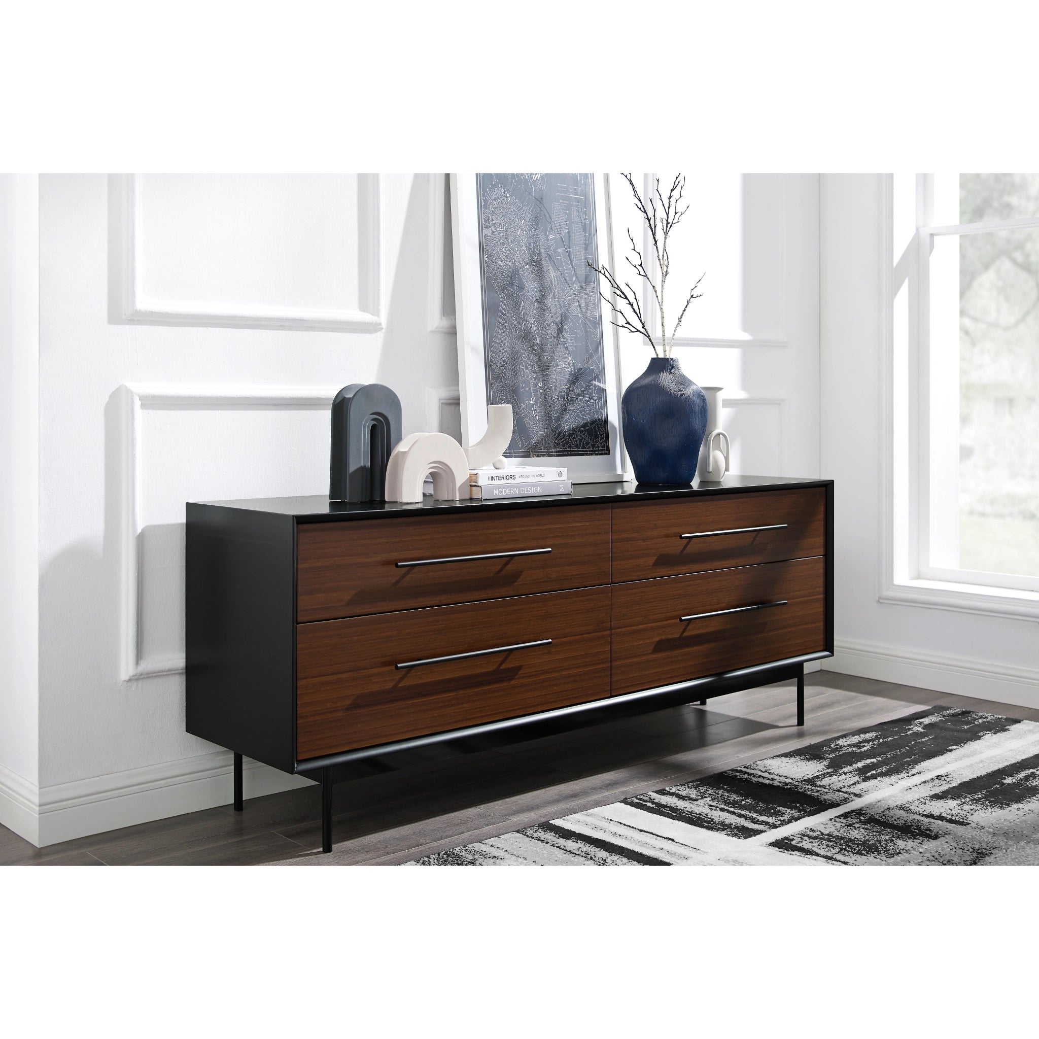 Solid Bamboo Park Avenue 4-Drawer Double Dresser, Ruby by Greenington image 1