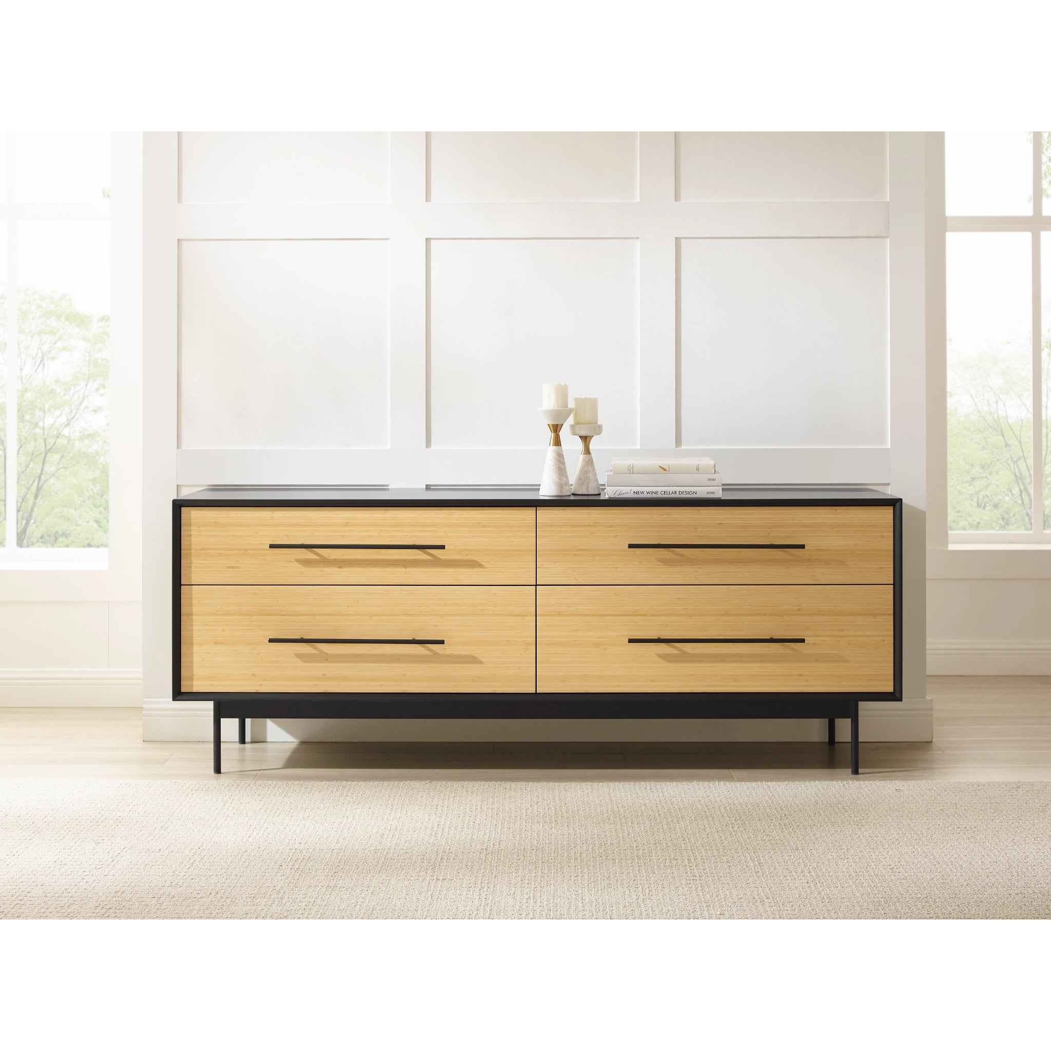 Solid Bamboo Santa Cruz 4-Drawer Double Dresser, Wheat by Greenington image 1