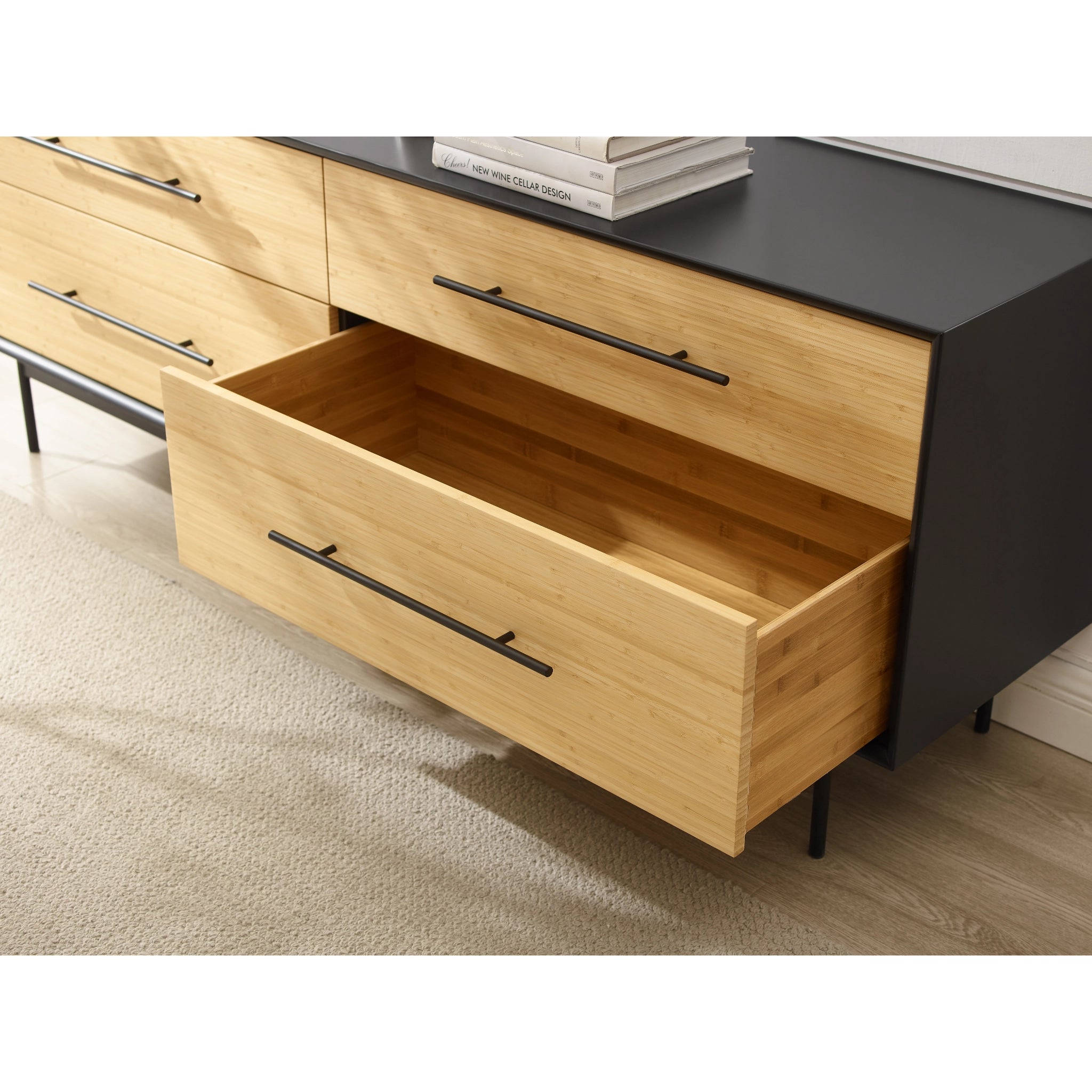 Solid Bamboo Santa Cruz 4-Drawer Double Dresser, Wheat by Greenington image 7