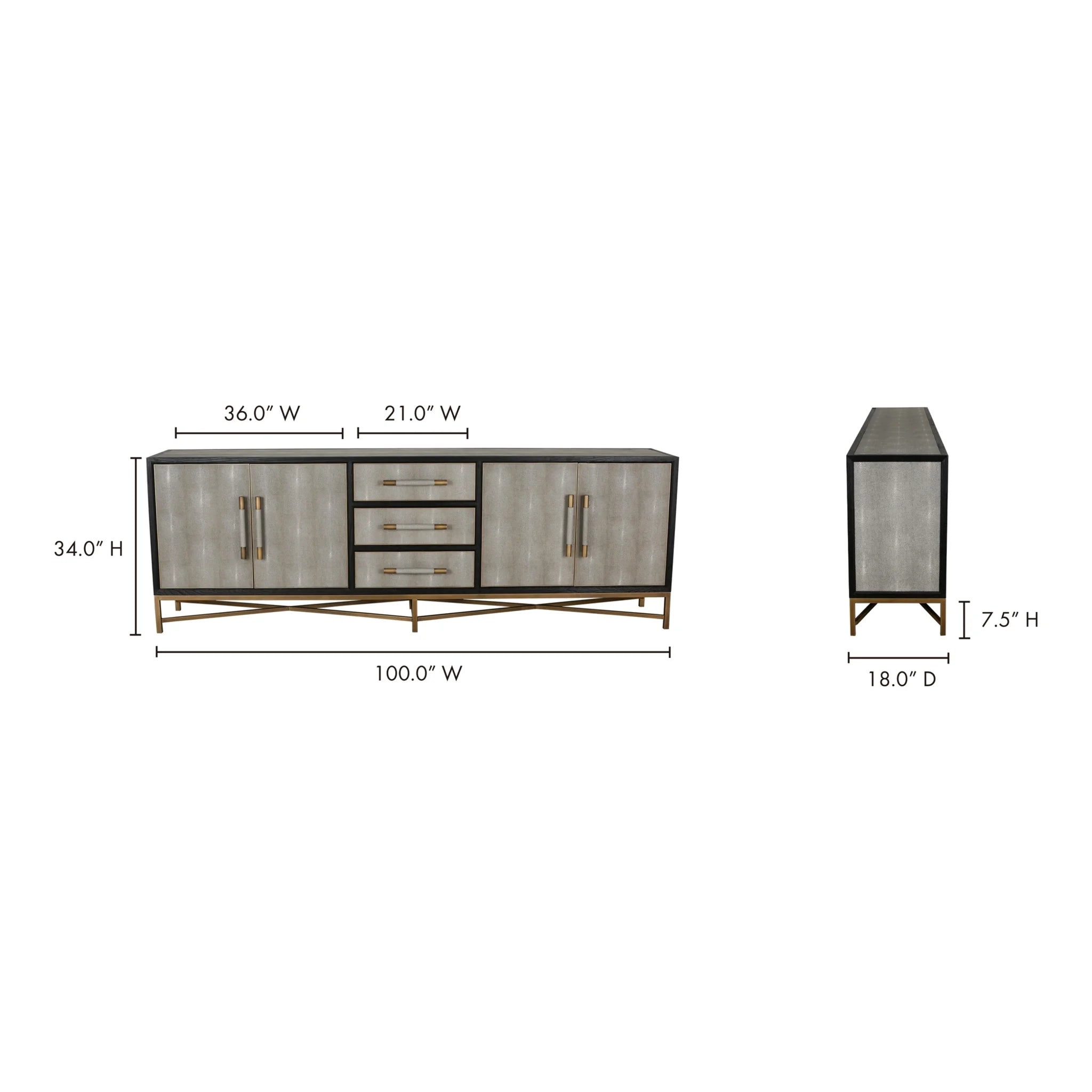 100" Grey Large Sideboard (VL-1061-15) by Moe's Home Collection image 2