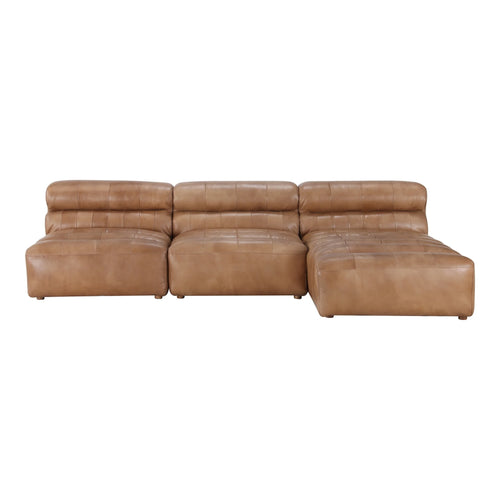 108" Tan Leather Modular Sectional Sofa