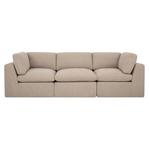 109" Beige Modular Sofa with Oak Base