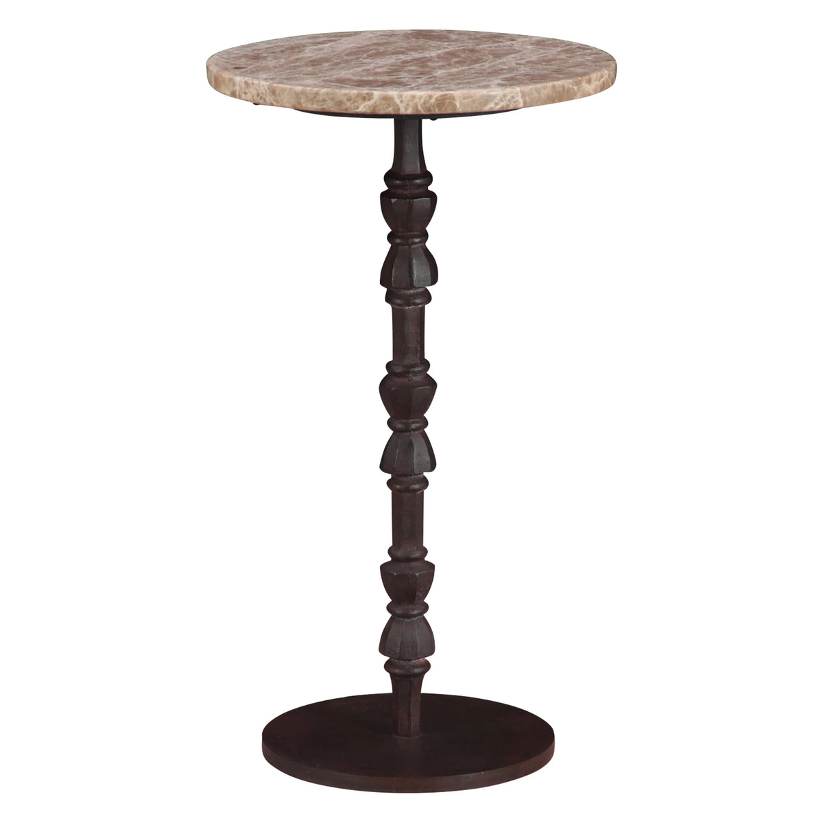 12" Brown Marble Side Table (FDE-ST12LEM) By Home Trends Direct 