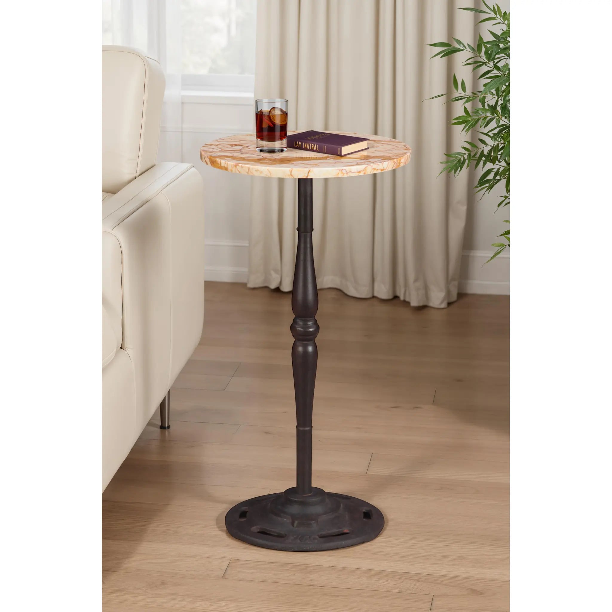 12" White Marble Side Table (FDE-ST12RETRO) By Home Trends Direct 1
