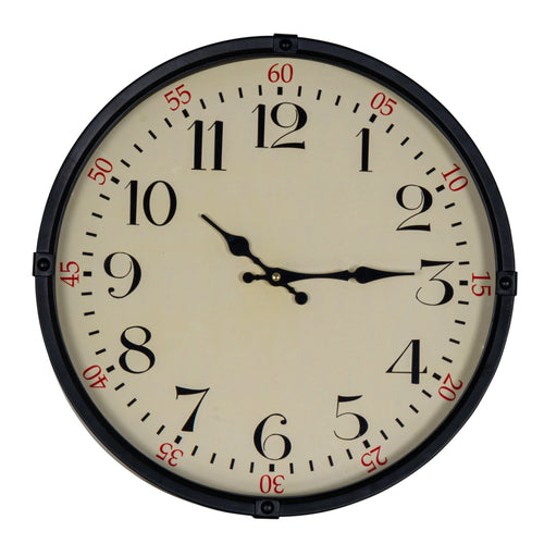 16" Black Metal Wall Clock