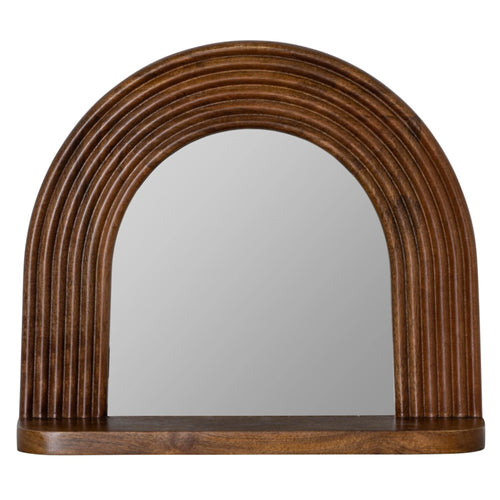17x20" Natural Mango Wood Wall Mirror with Shelf