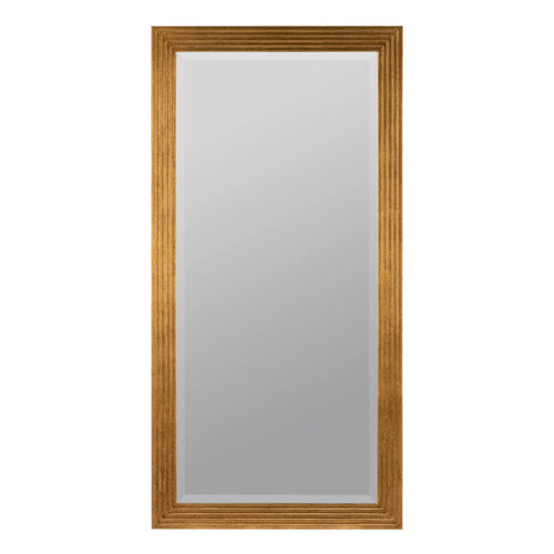 20x40" Gold Beveled Wall Mirror with Ribbed Frame