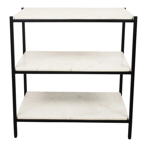 22" White Marble Nightstand