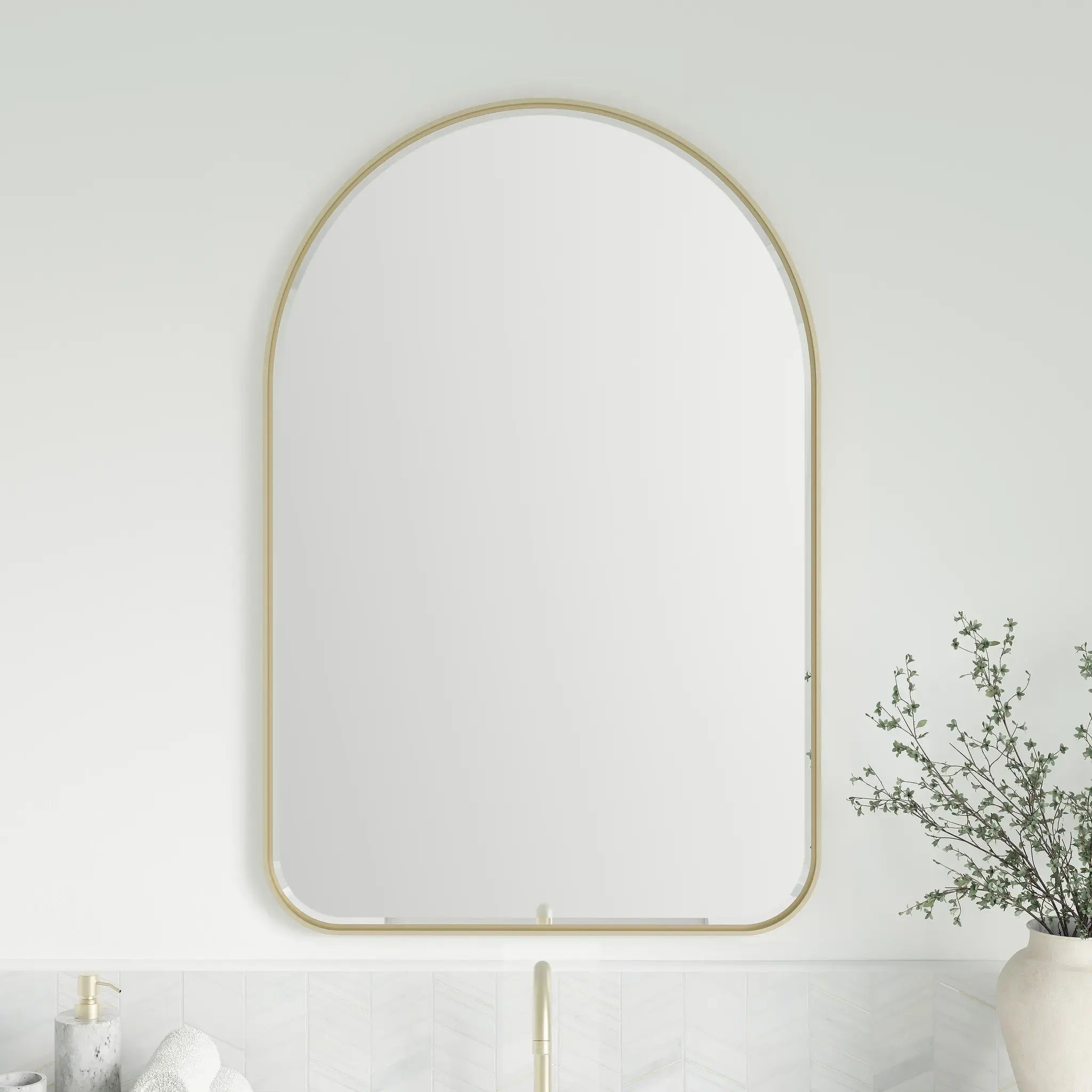 24 Inch Rohe Arched Mirror - Champagne Brass Image 2