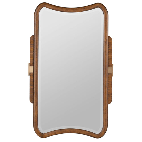 26x42" Natural Wood Wall Mirror Beveled