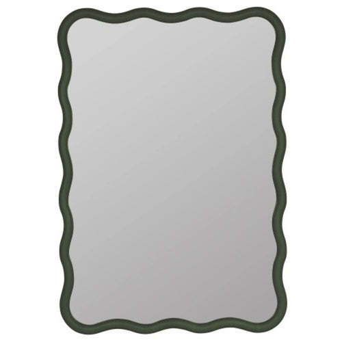 28x40" Dark Green Wood Wavy Wall Mirror