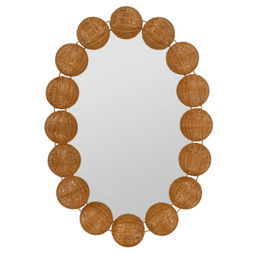 28x40" Honey Rattan Oval Wall Mirror