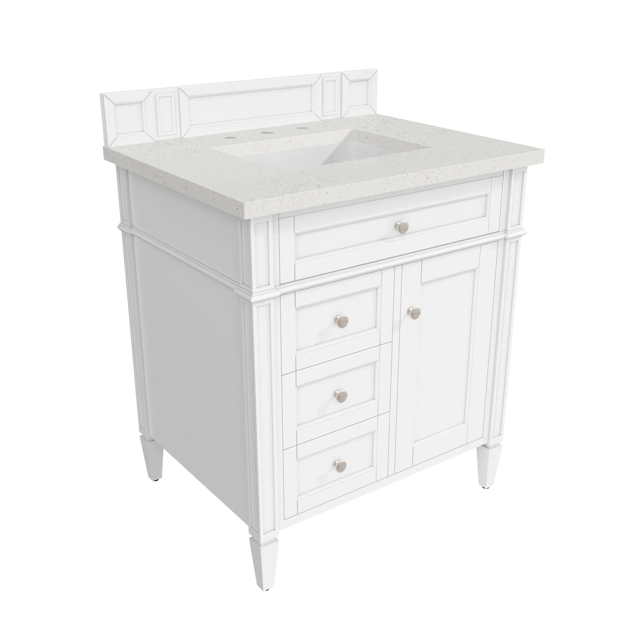 30" Brittany Single Vanity in Bright White-Lime Delight Silestone-8" Widespread image 5