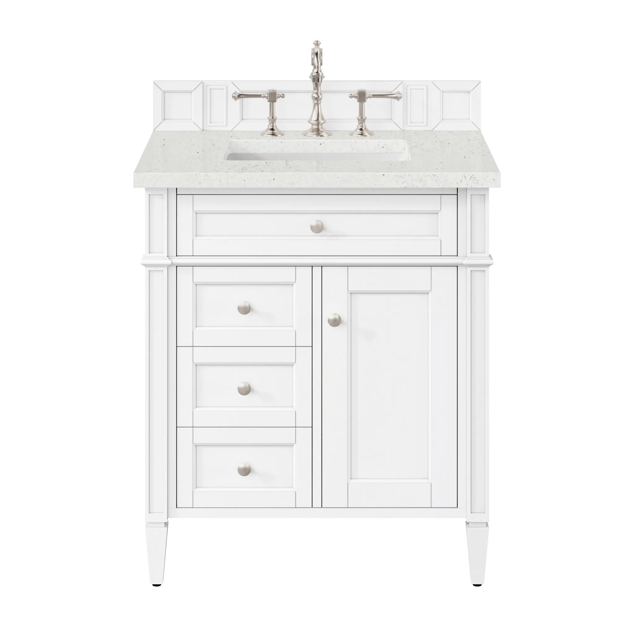 30" Brittany Single Vanity in Bright White-Lime Delight Silestone-8" Widespread image