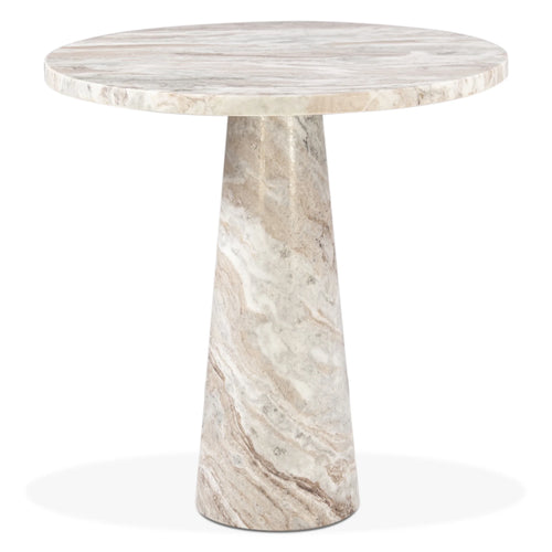 30" Brown Marble Round Dining Table Seats 2