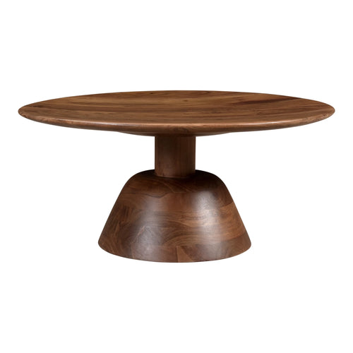 30" Dark Brown Acacia Round Coffee Table