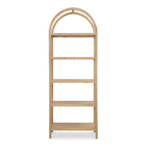 30" Natural Walnut Arched Bookcase, Solid Wood